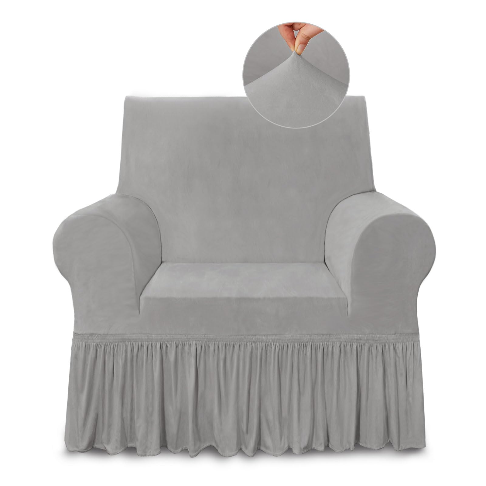NICEEC Sofa Cover Super Soft 1-Piece White Sofa Slipcover for Sofas Stretch Universal Spandex Couch Covers for Living Room Easy Fit Washable Furniture Sofa Protector with Skirt