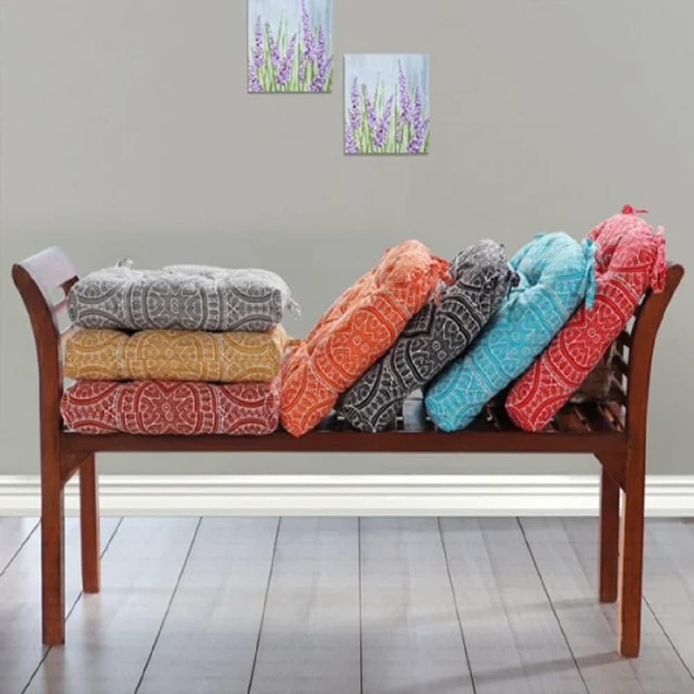Handmade Cotton Chair Seat Pads Cushions Comfortable Pad with Ties 16''x16'' - for Dinning Chairs, Office Chair, and Bench (Sage)