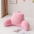 Holawakaka Large Faux Fur Bed Rest Pillow with Arms, Rabbit Fur Reading Pillows Perfect for Adults Men Women, Arm, Back, Pregnancy Lumbar & Head Neck Coccyx Lower Back Support Cushion (Ivory)