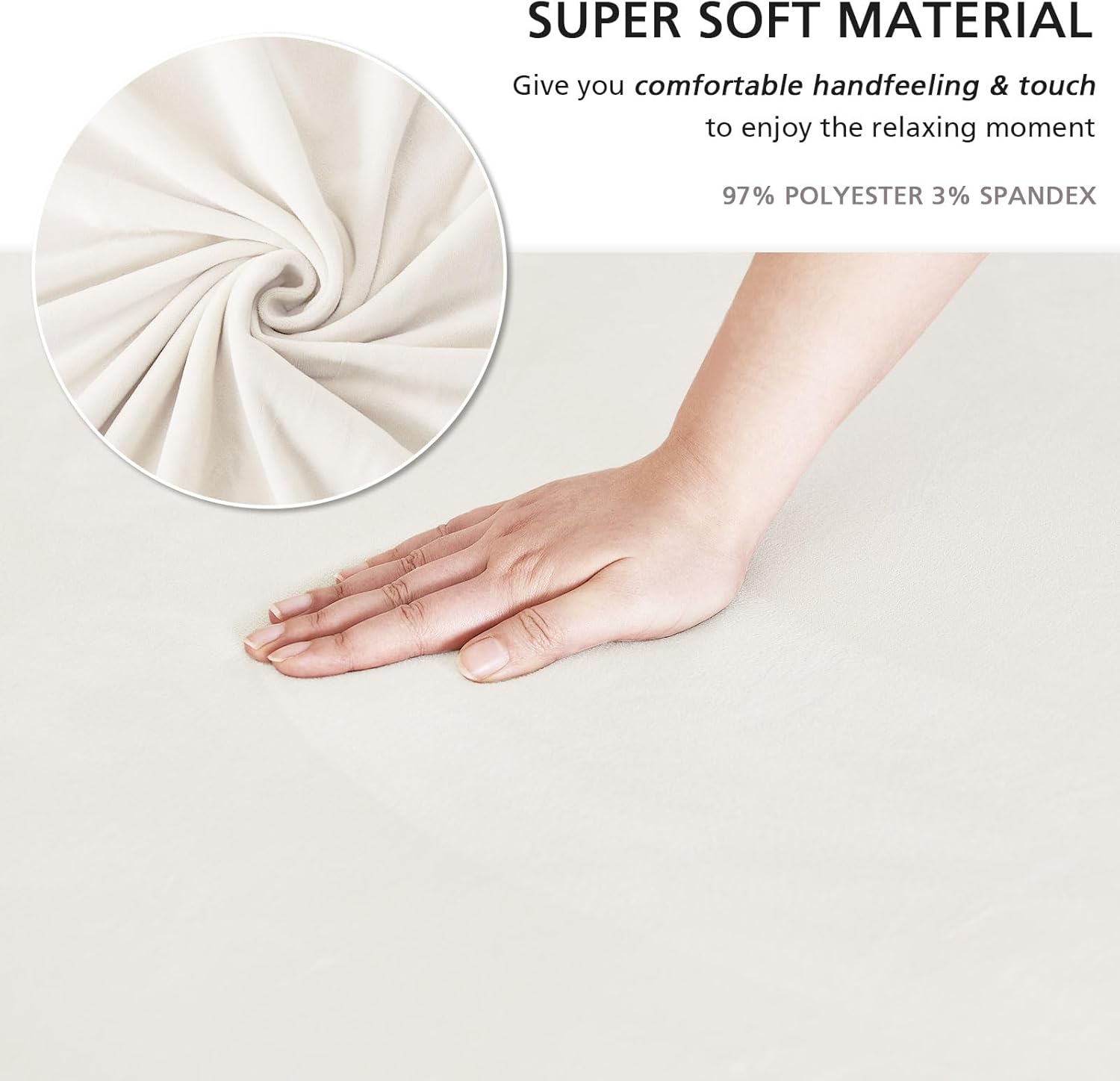 NICEEC Sofa Cover Super Soft 1-Piece White Sofa Slipcover for Sofas Stretch Universal Spandex Couch Covers for Living Room Easy Fit Washable Furniture Sofa Protector with Skirt