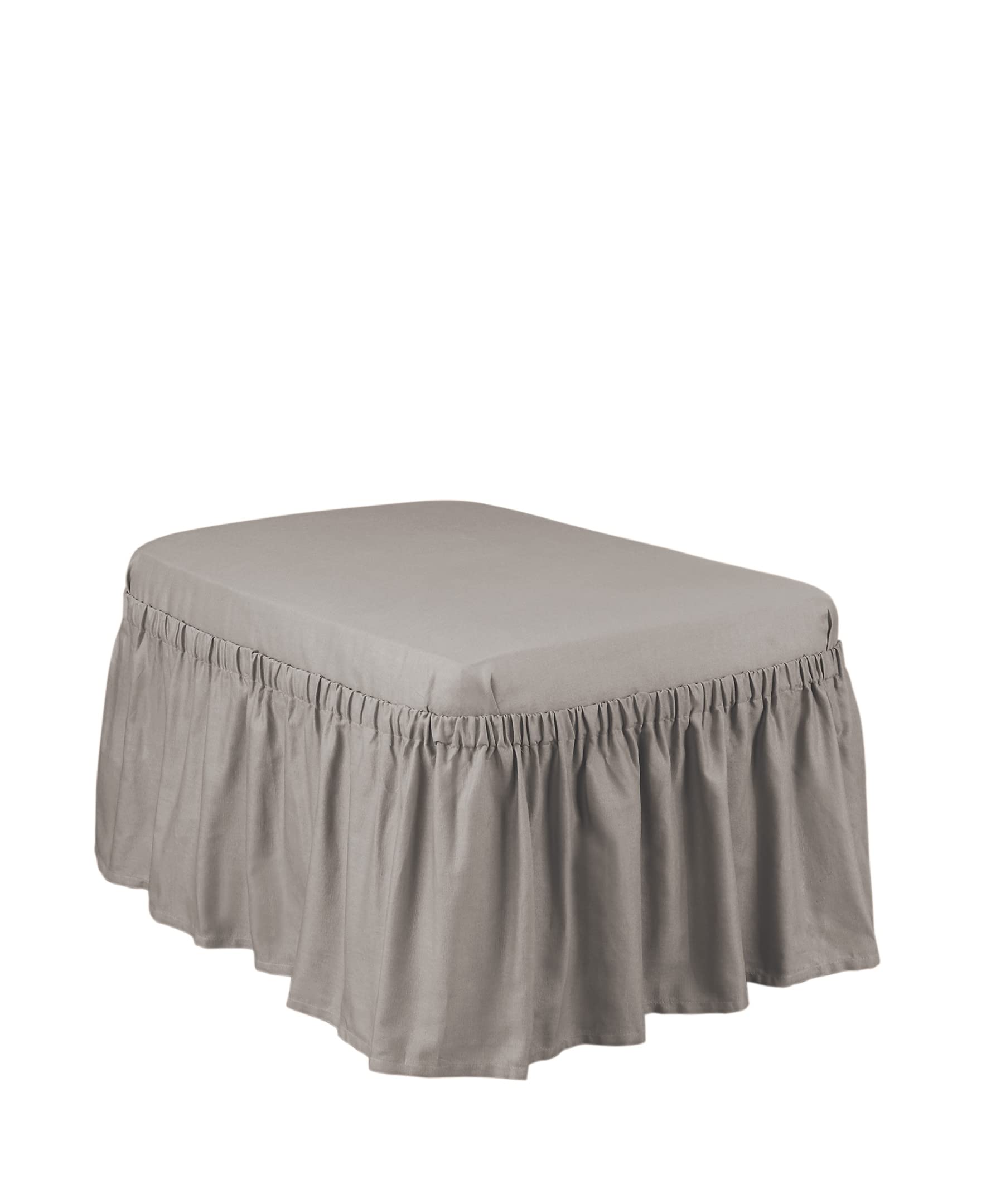 SureFit Cotton Duck Loveseat Box Cushion One Piece Slipcover, Furniture Cover, Relaxed Woven Fit, 100% Cotton, Machine Washable, Gray