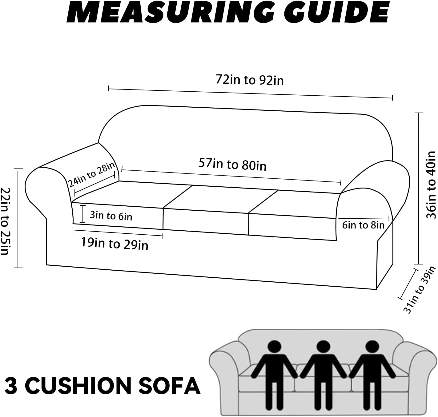 Sofa Slipcover with Armrest Pockets 4-Piece Set, Stretch Faux Leather Couch Cover for 3-Cushion Couches(Fits 72-92") - Non-Slip, Machine Washable, Pet & Kid Friendly - Beige