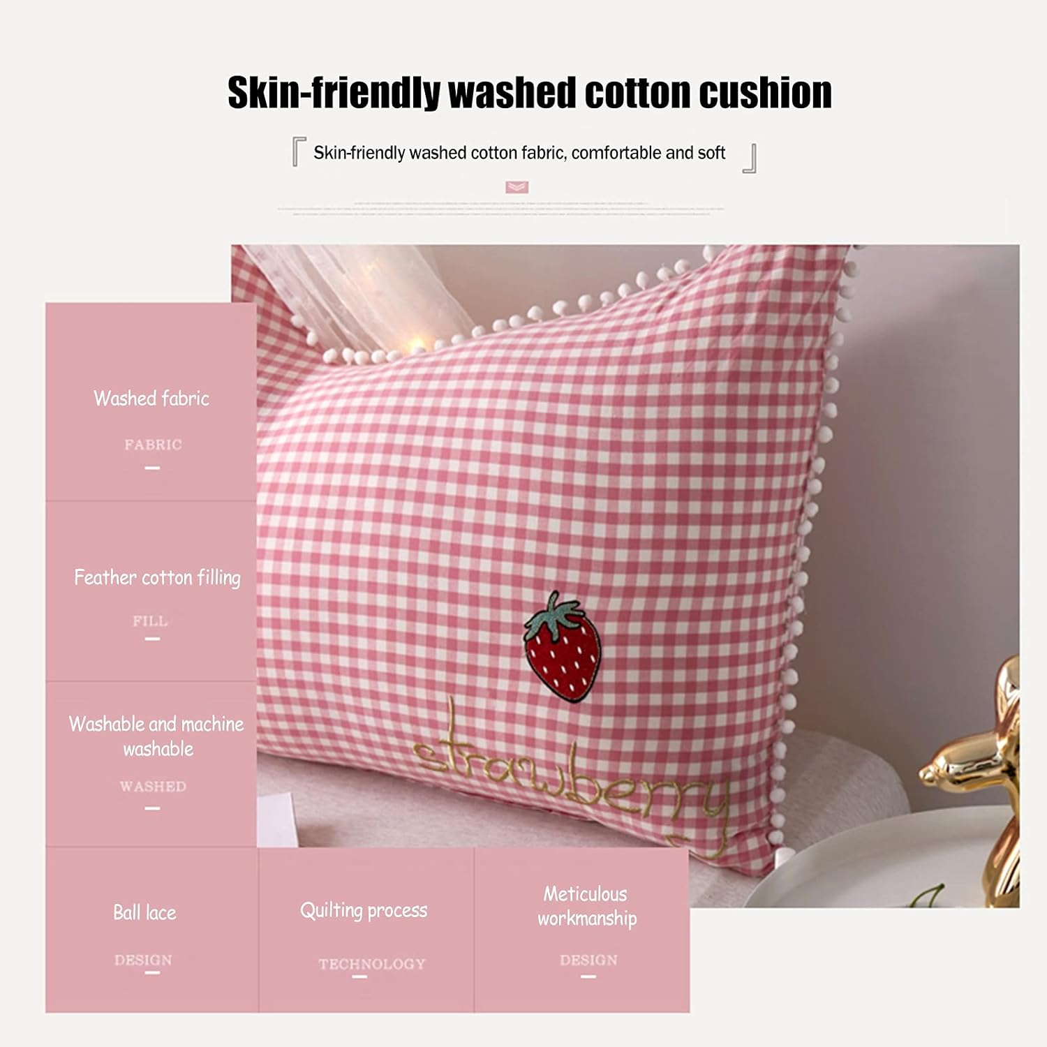 Cute Princess Crown Headboard Backrest,Girls Reading Pillow Bedside Cushion,Support Waist Backrest,for Daybed Tatami (Color : Grey Grid, Size : 12080cm)