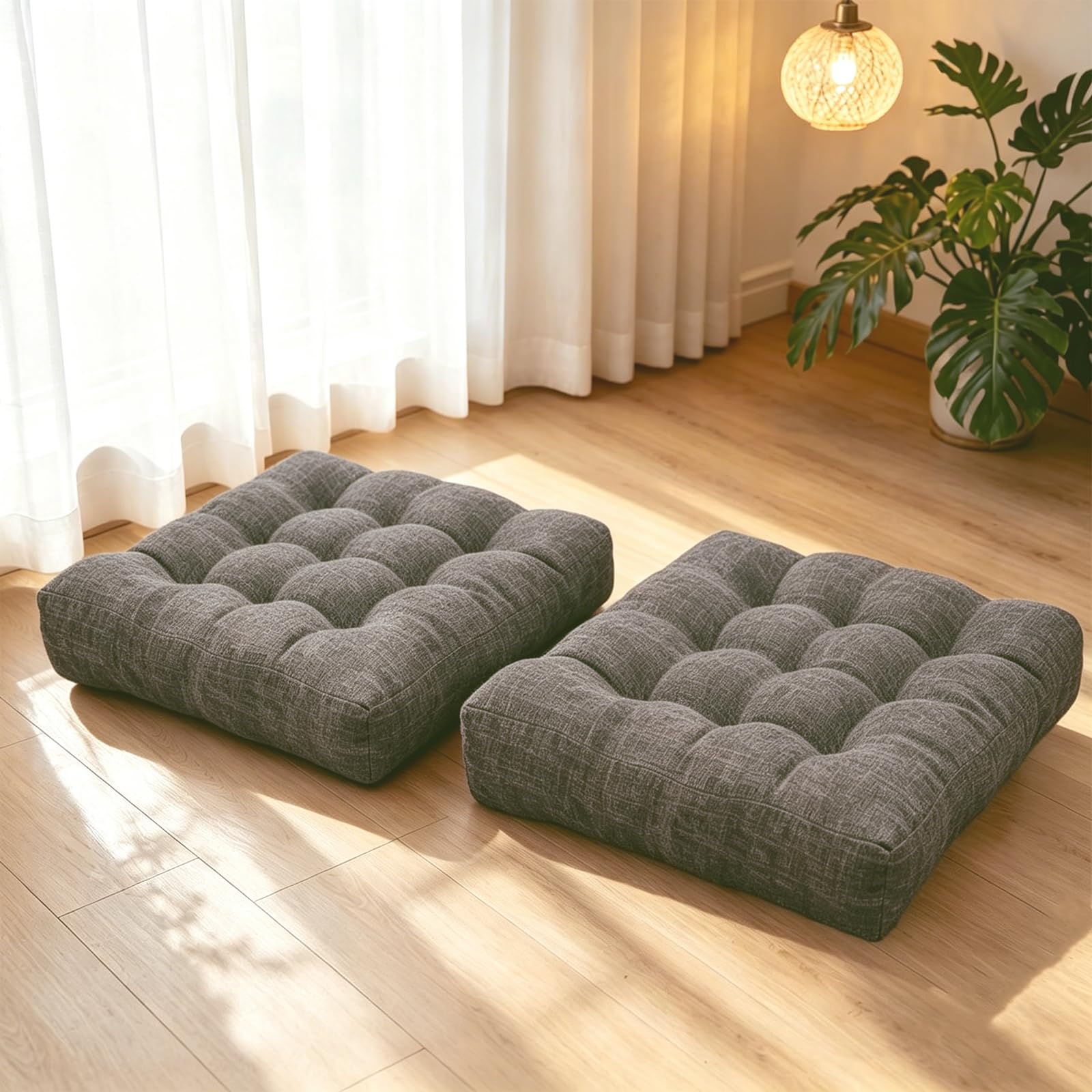 Light Blue Meditation Floor Pillow Cushions for Adults Sitting Large Square Floor Pillows for Yoga Play Reading Meditation 18.8 x 18.8 Inch Set of 2