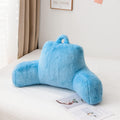Ivory Faux Fur Wedge Reading Pillow with Arms, Large Back Support for Bed & Couch