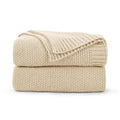 CozeCube Beige Throw Blanket for Couch, Soft Cozy Cable Knit Throw for Bed Sofa Living Room, Lightweight Warm Decorative Farmhouse Christmas Blanket, 50"x60", Light Beige
