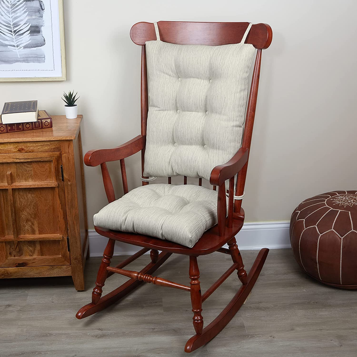 Klear Vu The Gripper Non-Slip Rocking Chair Cushion Set with Thick Padding, Includes Seat Pad & Back Pillow with Ties for Indoor Living Room Rocker, 17x17 Inches, 2 Piece Set, Wedgewood
