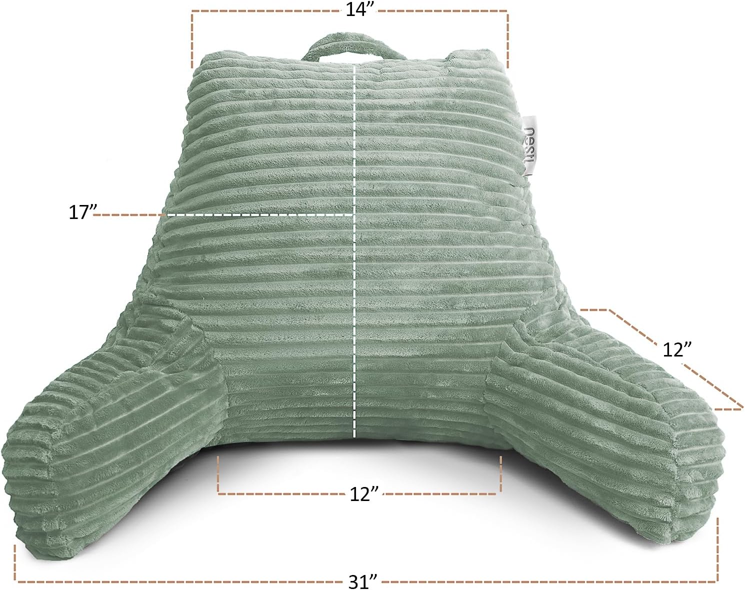 Hearth & Harbor Reading Pillow for Bed Adult – Back Pillow for Sitting in Bed, Standard Bed Pillows for Sitting Up in Bed, Foam Bed Chair Pillow, Sage Green Bed Rest Pillow
