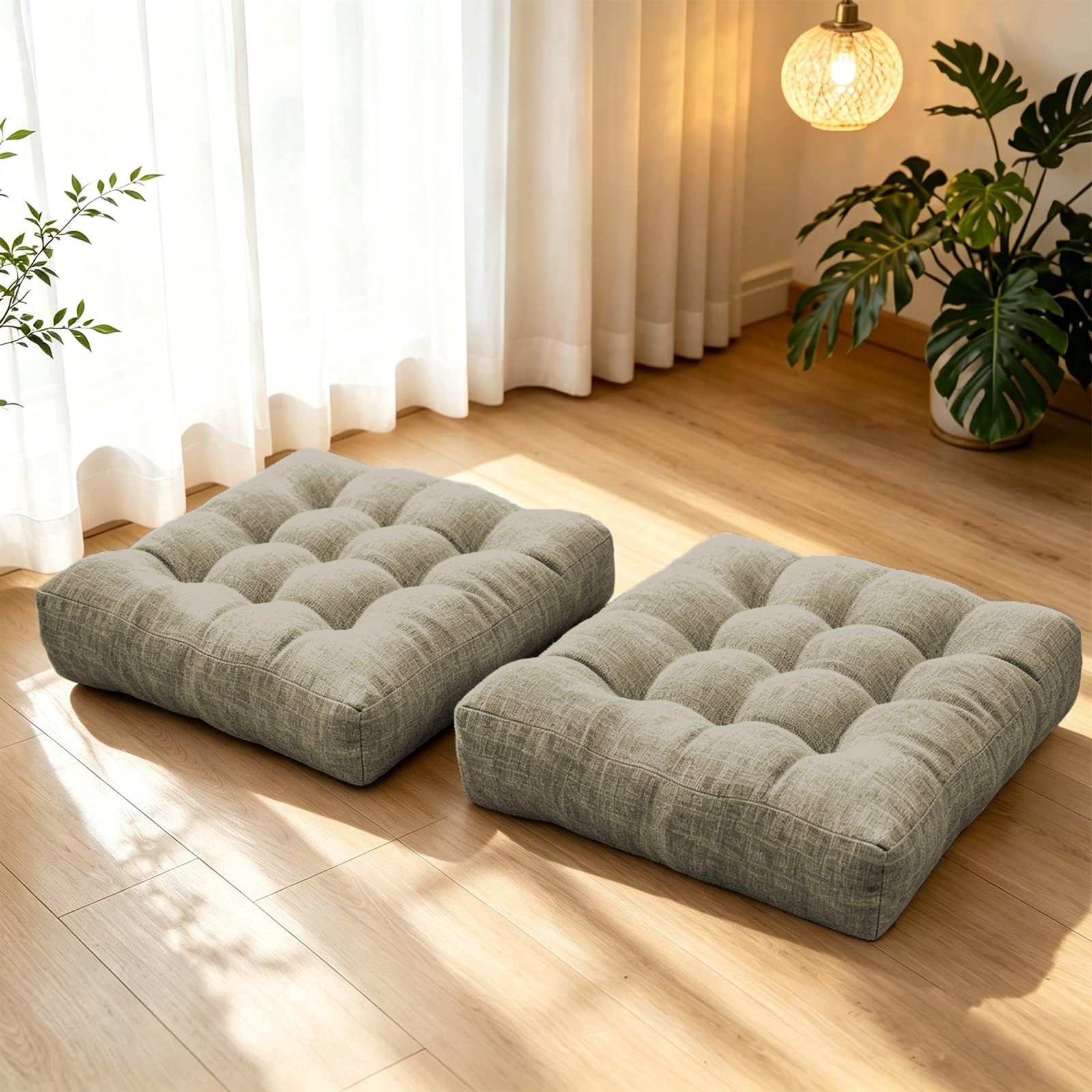 Light Blue Meditation Floor Pillow Cushions for Adults Sitting Large Square Floor Pillows for Yoga Play Reading Meditation 18.8 x 18.8 Inch Set of 2