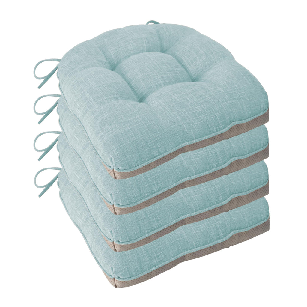 Non Slip Chair Cushions for Dining Chairs Set of 4 Kitchen Chair Cushions 18"x18"x3" Turfted Chair Pads Comfortable and Soft Seat Cushion with Ties, Coffee