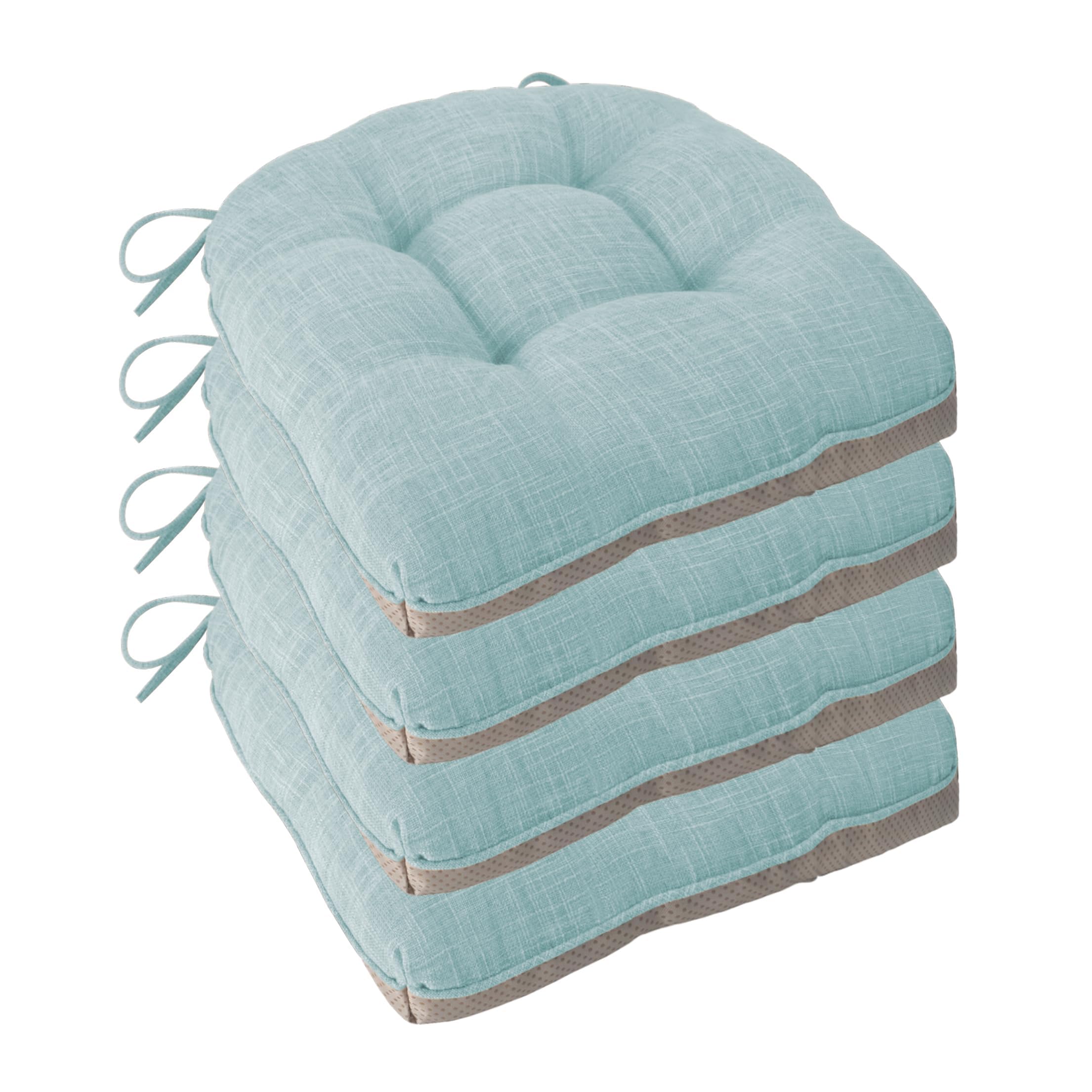 Non Slip Chair Cushions for Dining Chairs Set of 4 Kitchen Chair Cushions 18"x18"x3" Turfted Chair Pads Comfortable and Soft Seat Cushion with Ties, Coffee