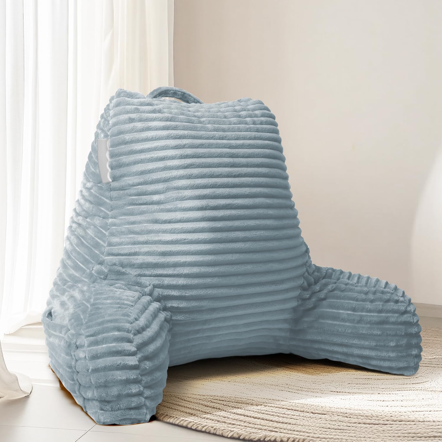 Hearth & Harbor Reading Pillow for Bed Adult – Back Pillow for Sitting in Bed, Standard Bed Pillows for Sitting Up in Bed, Foam Bed Chair Pillow, Sage Green Bed Rest Pillow