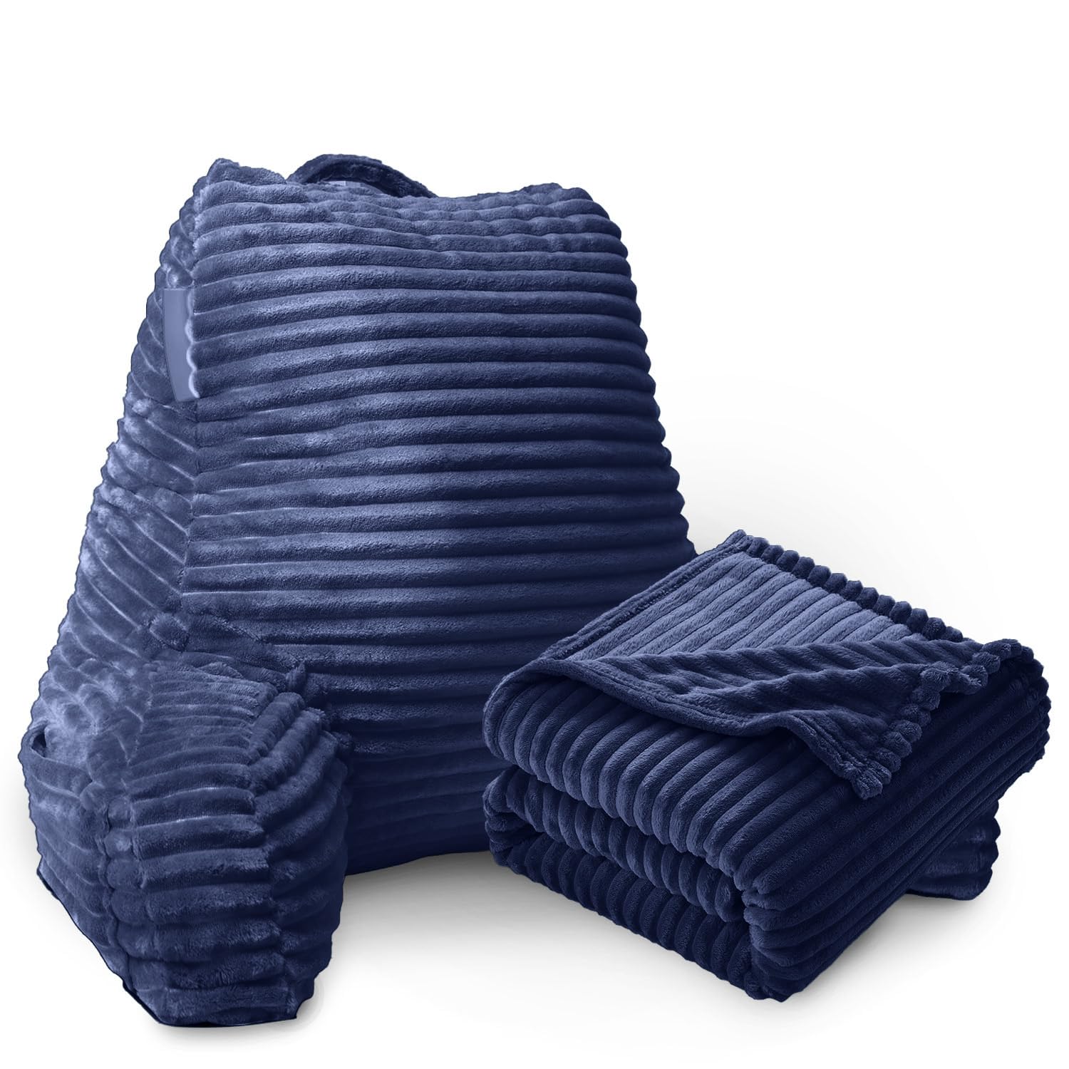 Nestl Reading Pillow with Shredded Memory Foam, Cut Plush Back Pillow for Sitting Up in Bed with Matching Throw Blanket, Back and Arms Adjustable Support for Adult&Teens, Backrest Pillows Dusty Purple