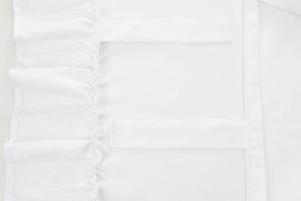 Rustic Linen Sofa Cover with Tie Strings, Full Couch Protector Durable Throw Slipcover Ruffled Edge (White, Large Sofa)