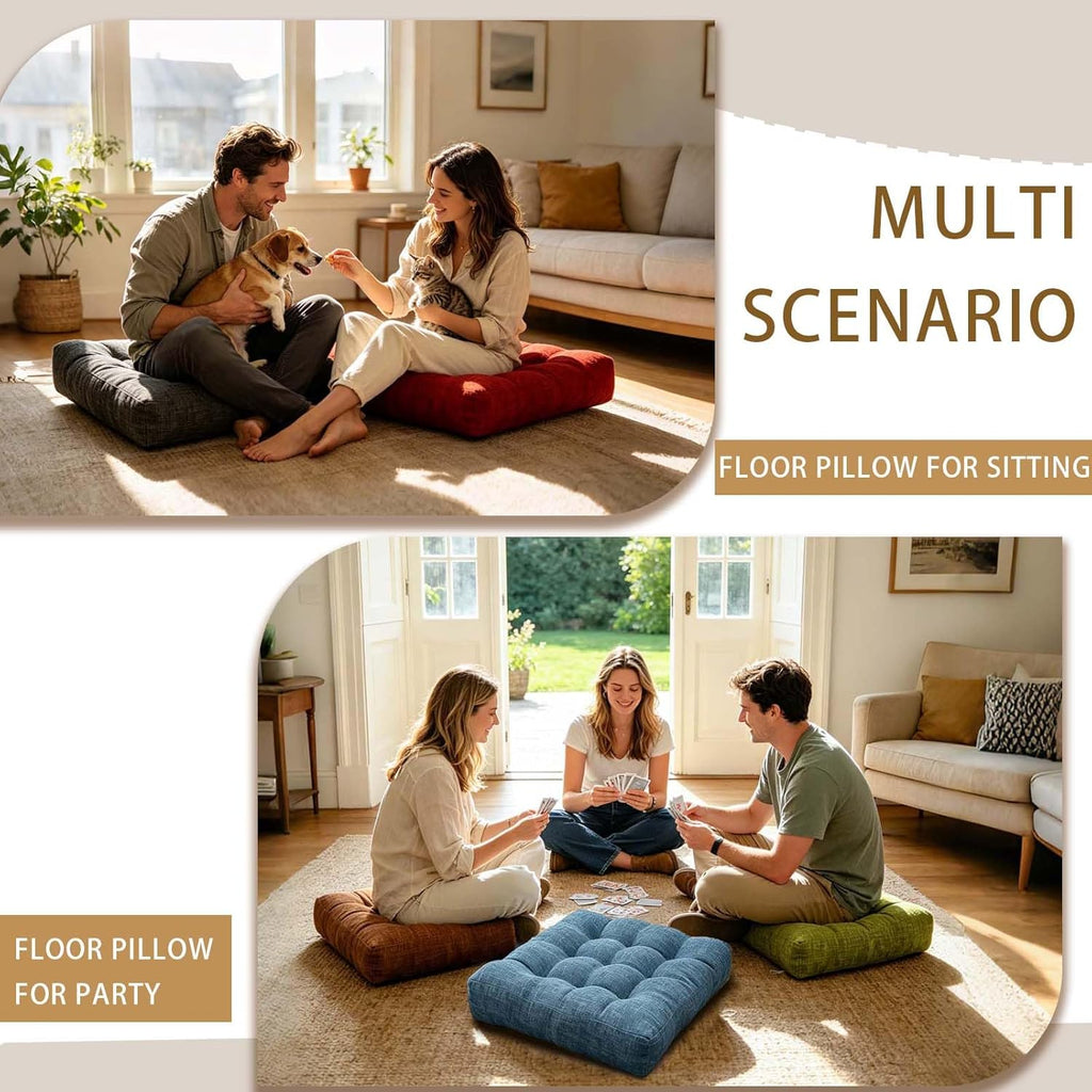 Light Blue Meditation Floor Pillow Cushions for Adults Sitting Large Square Floor Pillows for Yoga Play Reading Meditation 18.8 x 18.8 Inch Set of 2