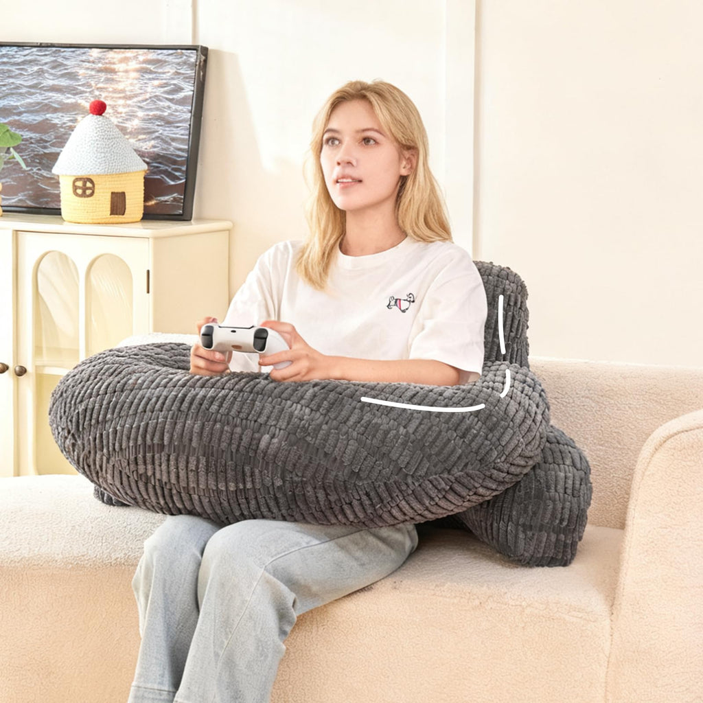 Bed Reading Pillow 17",Cozy Flannel U Shaped Back Support Cushion for Sitting up in Bed,Small Laptop Desk Lap Pillow for College Dorm,Apartment,Medium - White