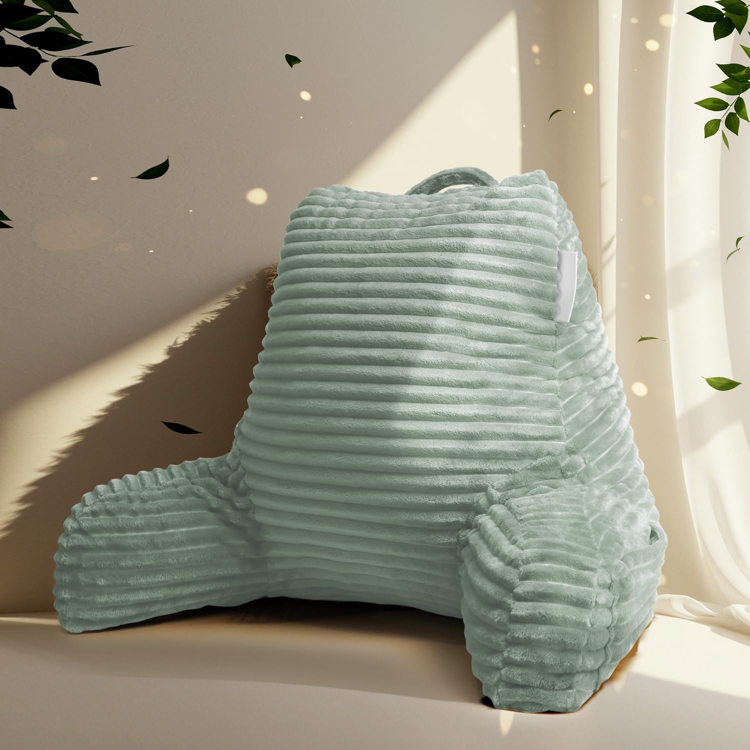 Hearth & Harbor Reading Pillow for Bed Adult – Back Pillow for Sitting in Bed, Standard Bed Pillows for Sitting Up in Bed, Foam Bed Chair Pillow, Sage Green Bed Rest Pillow