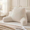 Blissful Diary Reading Pillow for Sitting in Bed, Flannel Back Pillow Bed Sitting Up for Adult & Children, Backrest Cushion for Sit Up in Couch or Floor, Dorm Essentials, Cream White