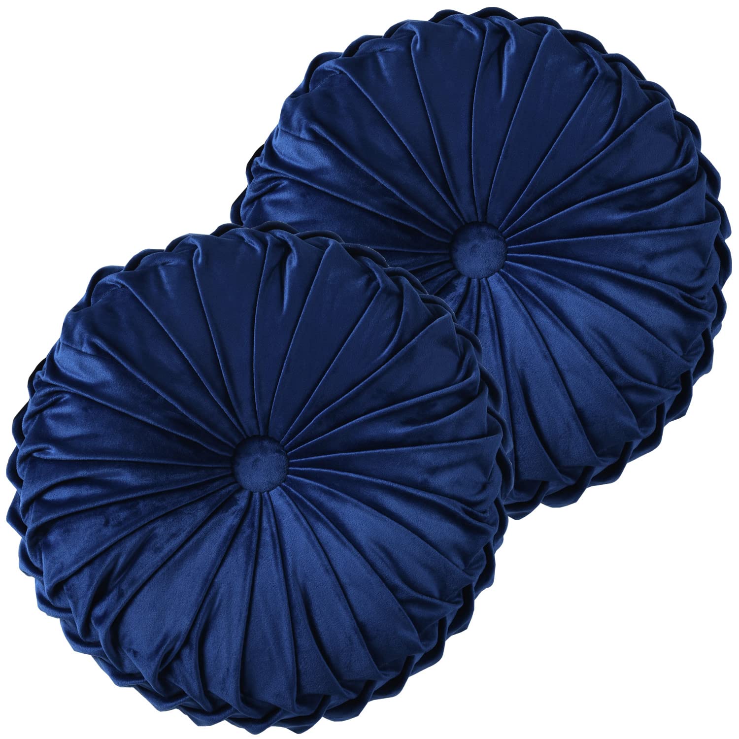 HIG Decorative Round Throw Pillows for Bed Couch -Set of 2 Handcraft Ruched Pumpkin Pillow, Soft and Durable Flannel Floor Pillow for Home Decor, Bed Living Room and Sofa (Dusty Rose,14.5"x14.5")