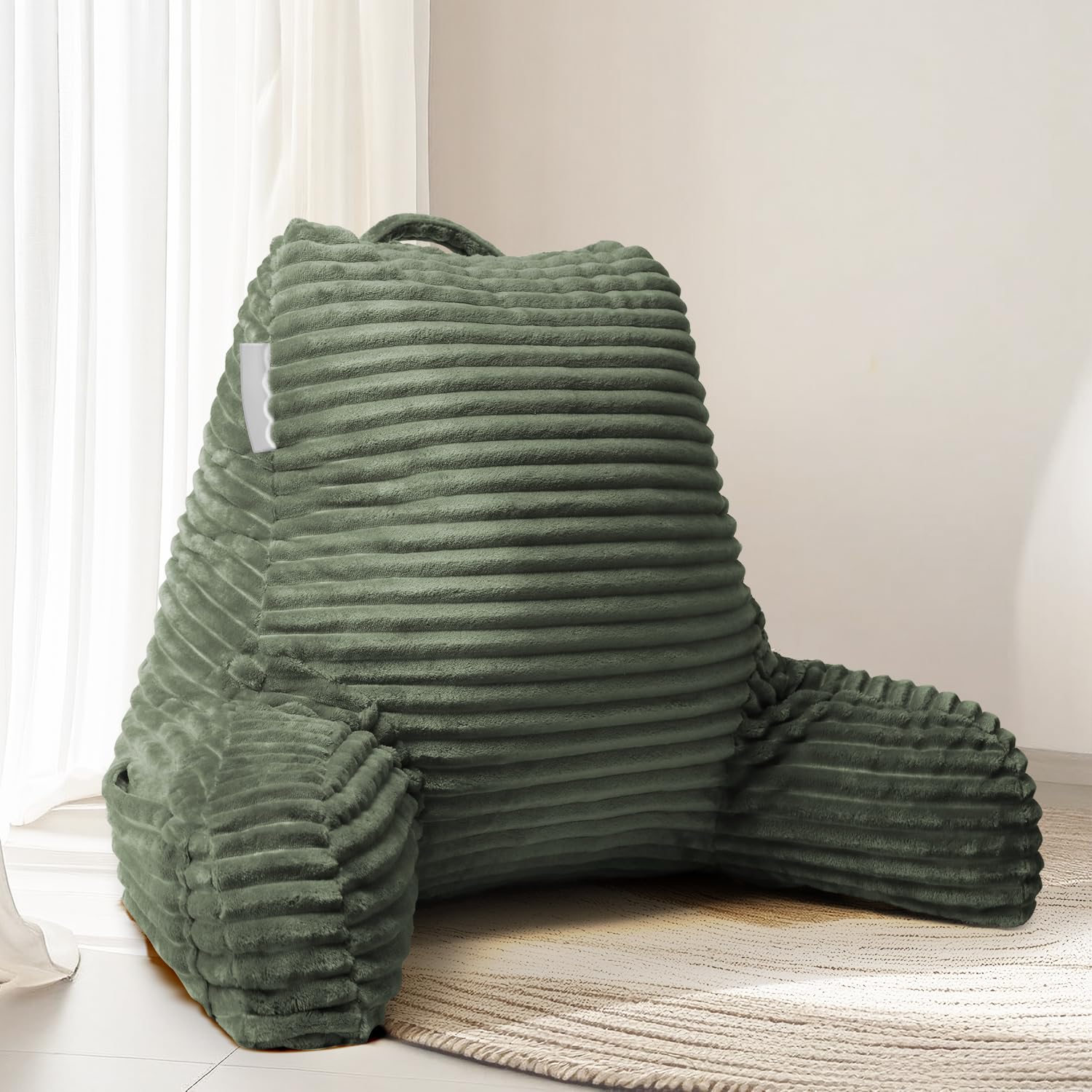 Hearth & Harbor Reading Pillow for Bed Adult – Back Pillow for Sitting in Bed, Standard Bed Pillows for Sitting Up in Bed, Foam Bed Chair Pillow, Sage Green Bed Rest Pillow