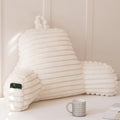 Fluffy Reading Pillow for Sitting in Bed, Large Backrest Bed Pillow with Arms, Back Support Pillow for Lounging Bedrest, Beige