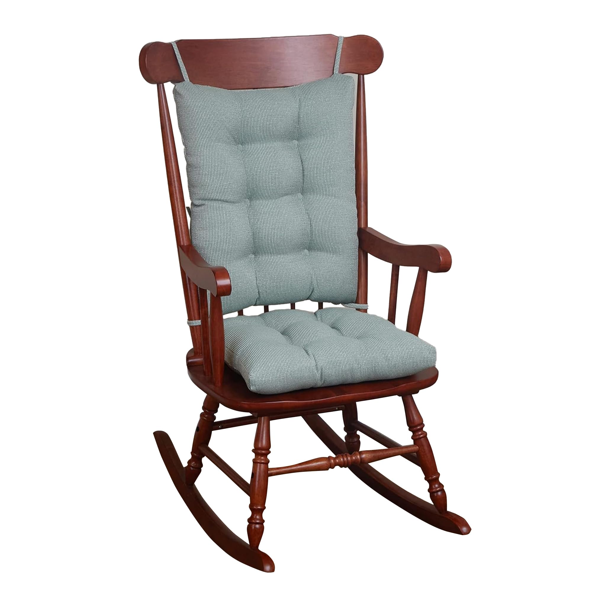 Klear Vu The Gripper Non-Slip Rocking Chair Cushion Set with Thick Padding, Includes Seat Pad & Back Pillow with Ties for Indoor Living Room Rocker, 17x17 Inches, 2 Piece Set, Wedgewood