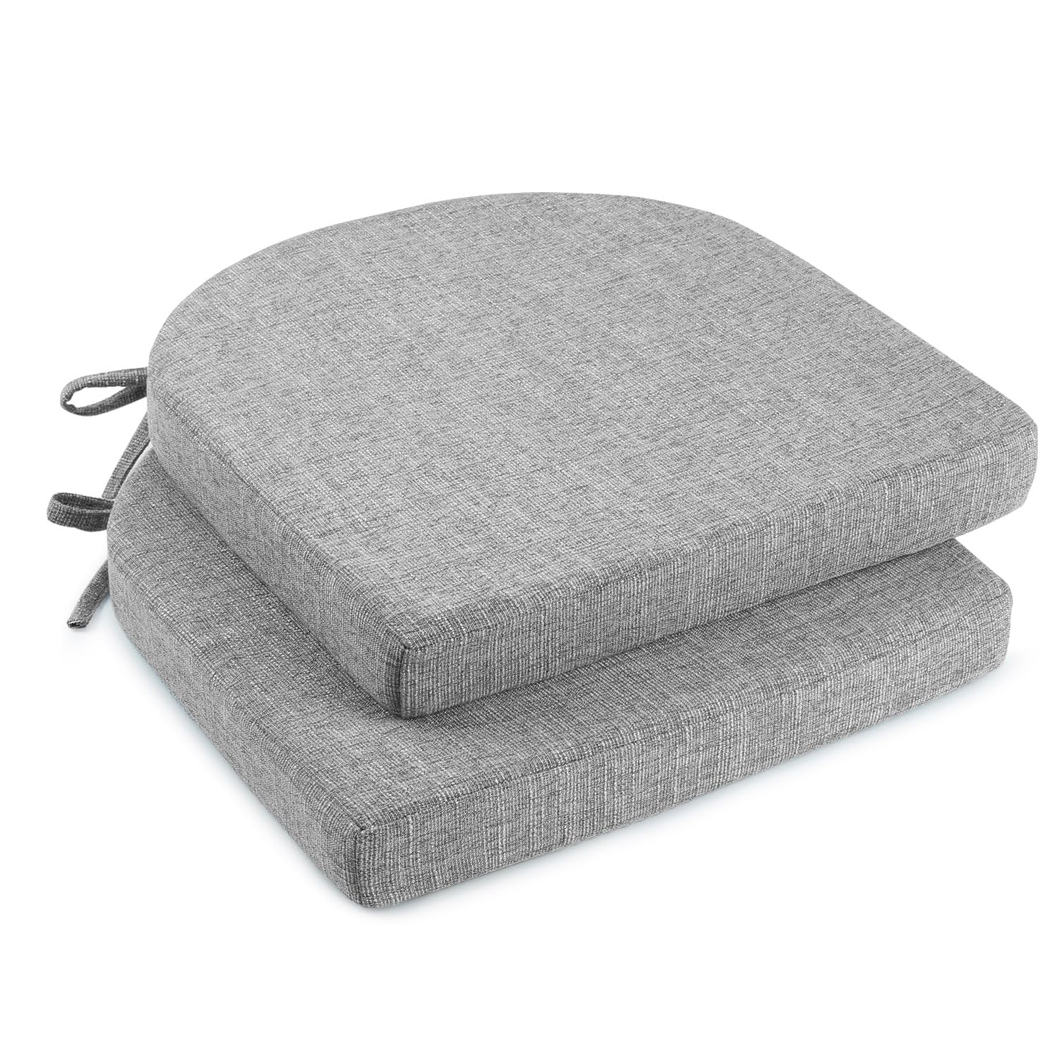 downluxe Indoor Chair Cushions for Dining Chairs, Soft and Comfortable Textured Foam Kitchen Chair Pads with Ties and Non-Slip Backing, 16" x 16" x 2", Brown, 4 Pack
