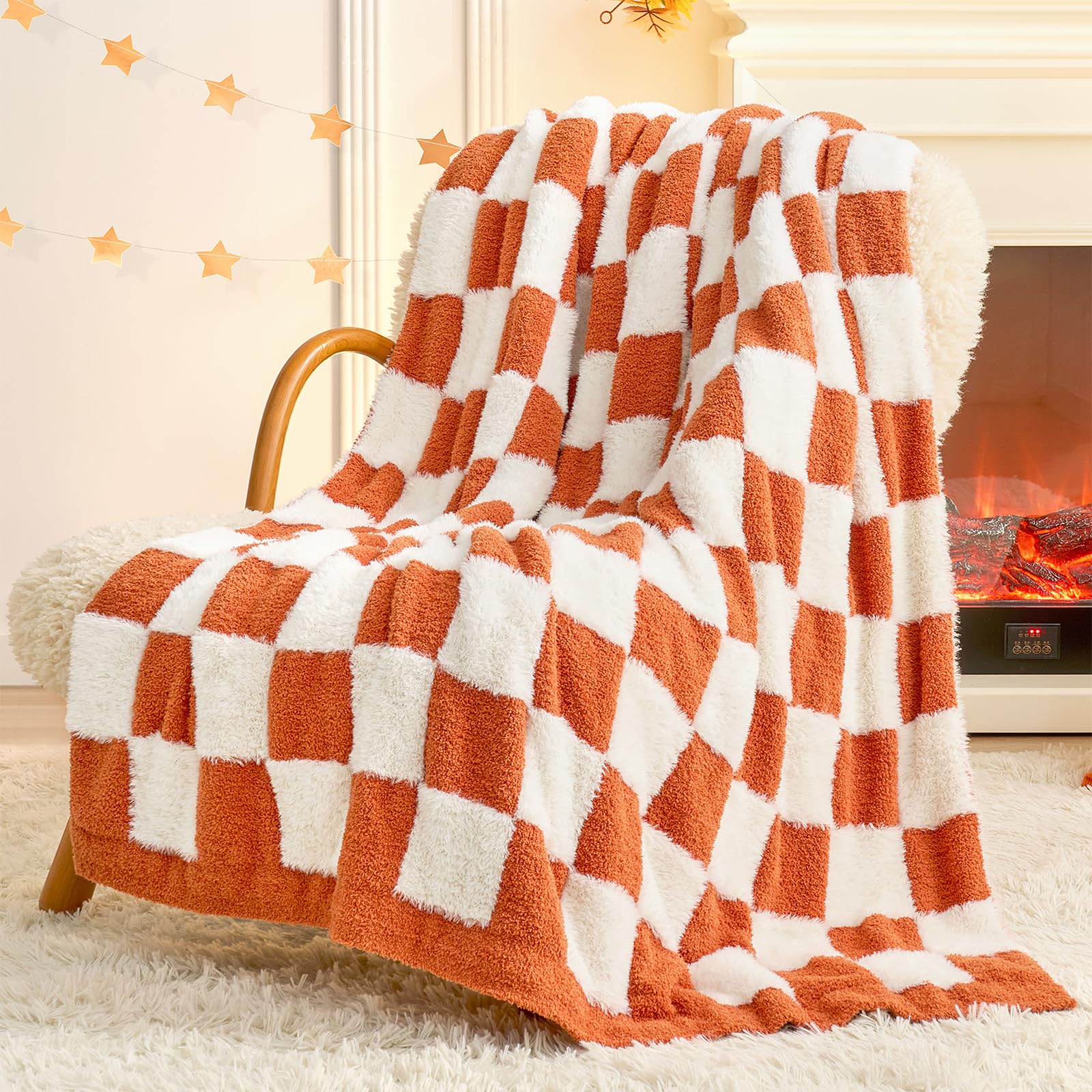 Snuggle Sac Sage Green Checkered Throw Blanket Faux Fur Knitted with Microfiber Yarn, Cozy Soft Warm Spring Blankets for Couch,Sofa,Bedroom,Sage Green Checker,50x60 inches