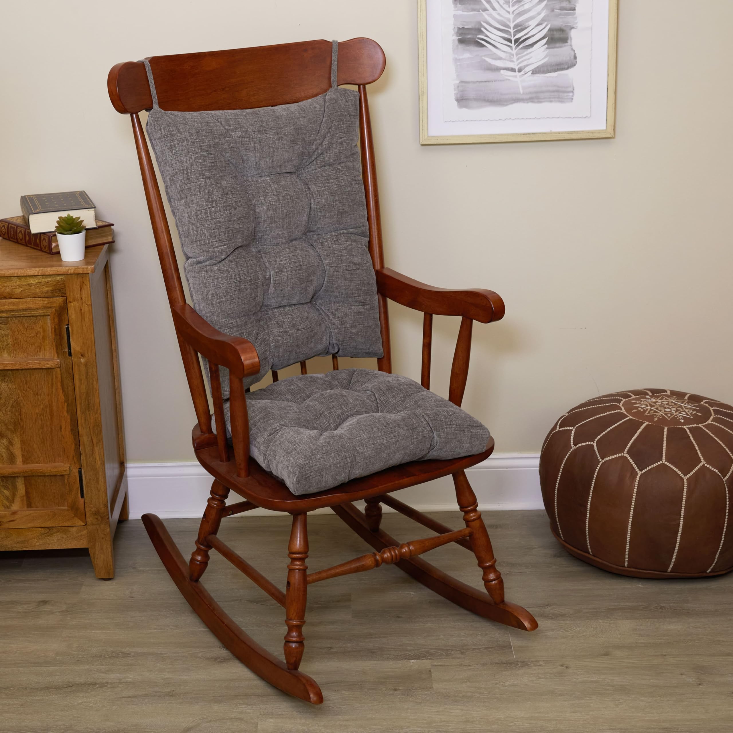 Klear Vu The Gripper Non-Slip Rocking Chair Cushion Set with Thick Padding, Includes Seat Pad & Back Pillow with Ties for Indoor Living Room Rocker, 17x17 Inches, 2 Piece Set, Wedgewood