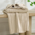 Amélie Home Premium Chenille Throw Blanket, Soft Cozy Moss Stitch Knit Blanket for Couch, Sofa, Chair, Home Decor, Cream White 50"x60"