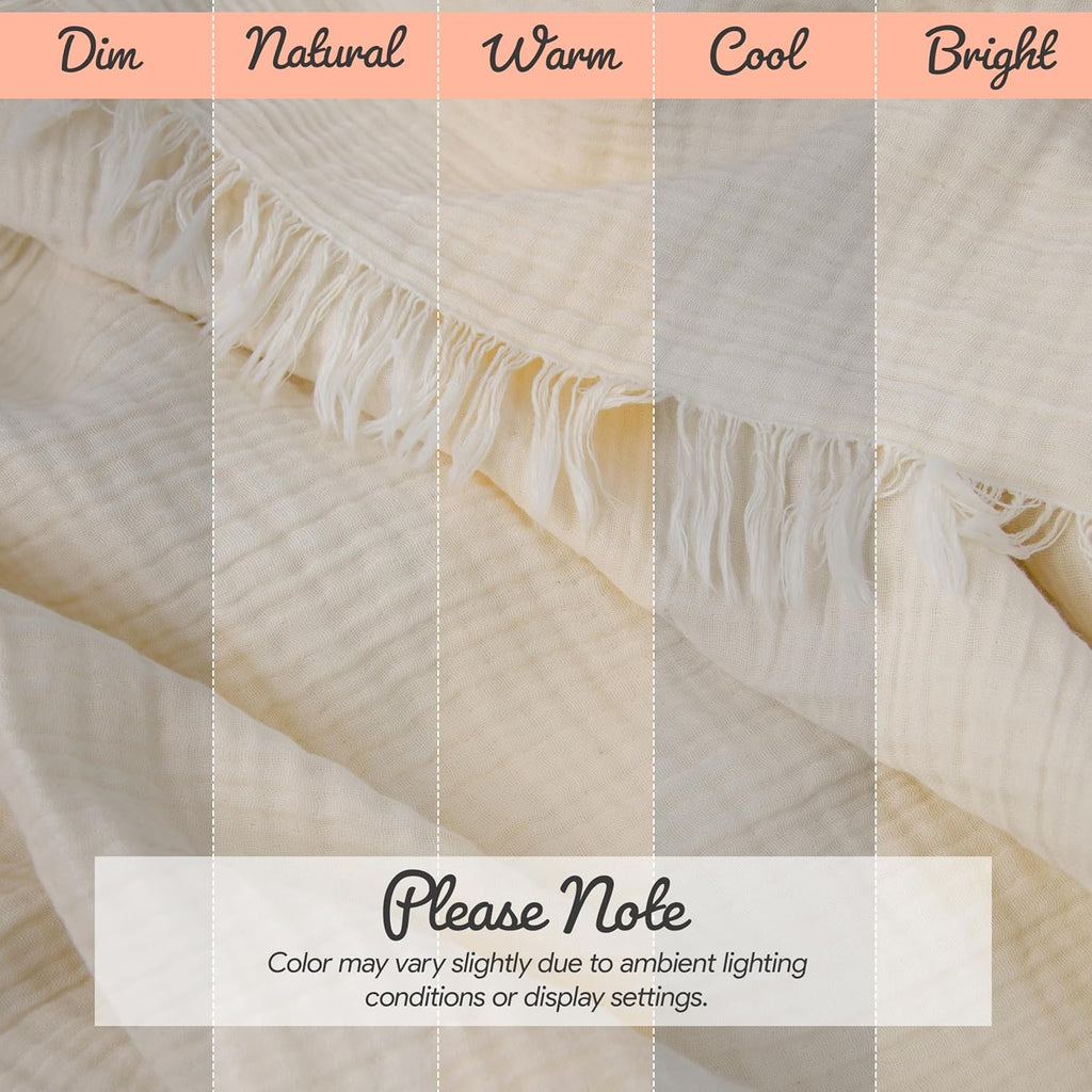 Washable Sofa Cover%100 Pure Cotton, Cream Couch Covers for Loveseat, Futon, Sofa, Sectional L Shape, U Shape, 4 Layered Natural Muslin Cloud Like Boho Couch Cover (Cream, 70x98/177x250cm)