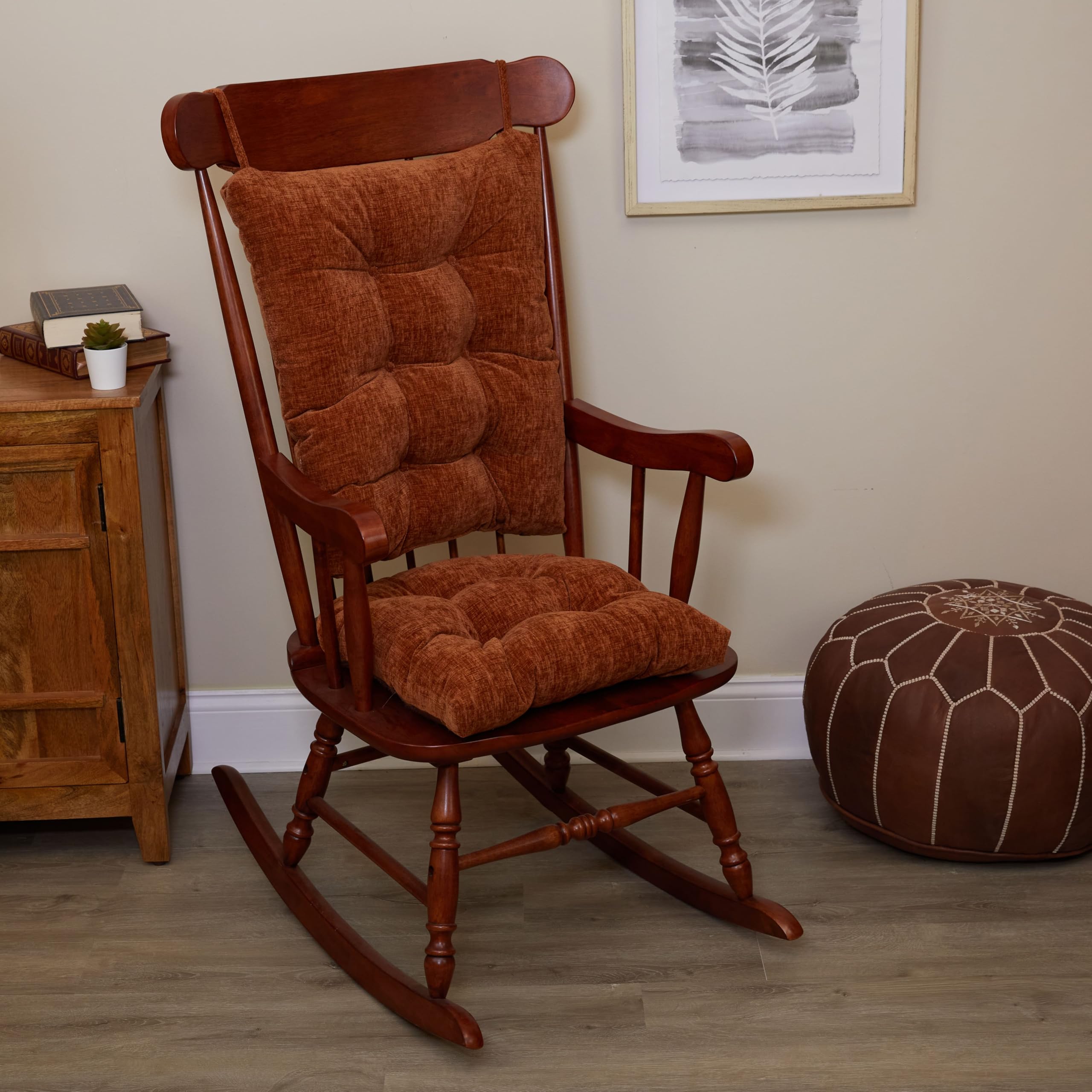 Klear Vu The Gripper Non-Slip Rocking Chair Cushion Set with Thick Padding, Includes Seat Pad & Back Pillow with Ties for Indoor Living Room Rocker, 17x17 Inches, 2 Piece Set, Wedgewood