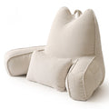 Patented Design Reading Pillow with Arms for Sitting Up, 2-in-1 Bed Rest Pillow with Detachable Lumbar Support, Backrest Support Cushion for Couch with Side Pockets & Handle, Beige Gray