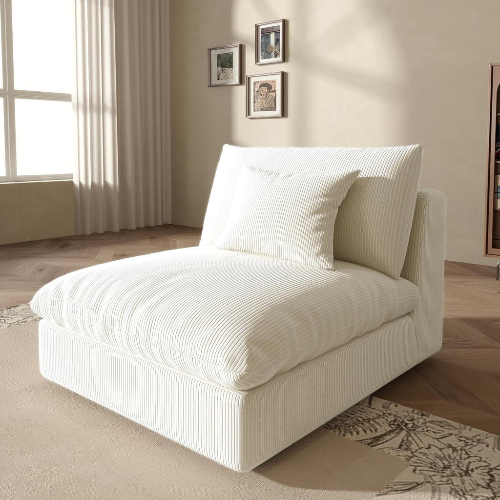 Fajiani Cloud Sofa Slipcover, Middle Module Sofa Cover, Linen Blend Fabric, Cream White, Removable & Washable