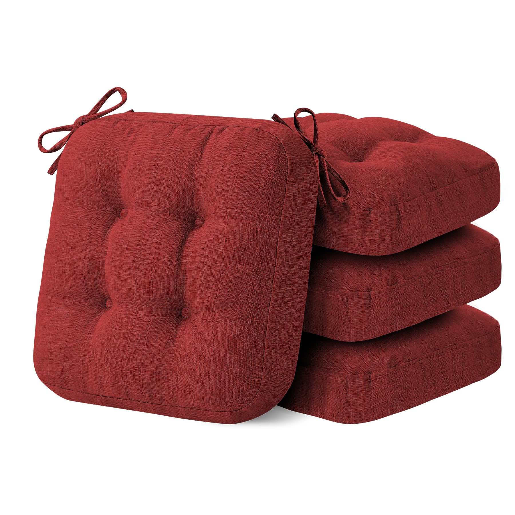 IASEAHK Chair Cushions, Memory Foam Dining Chair Cushions, Tufted Indoor Chair Pads, Set of 4, 16.5' x 16.5' x 3.5', Beige