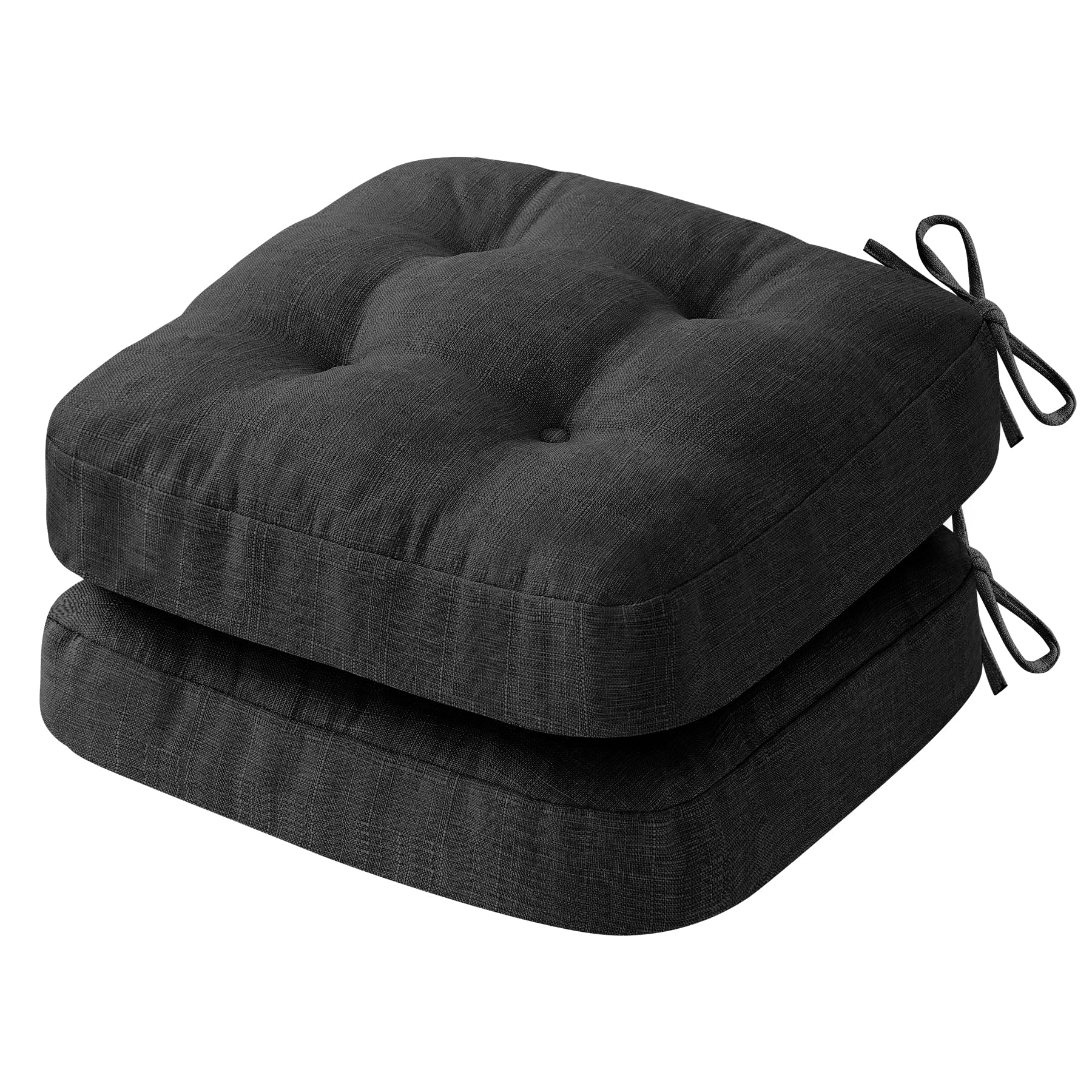 IASEAHK Chair Cushions, Memory Foam Dining Chair Cushions, Tufted Indoor Chair Pads, Set of 4, 16.5' x 16.5' x 3.5', Beige