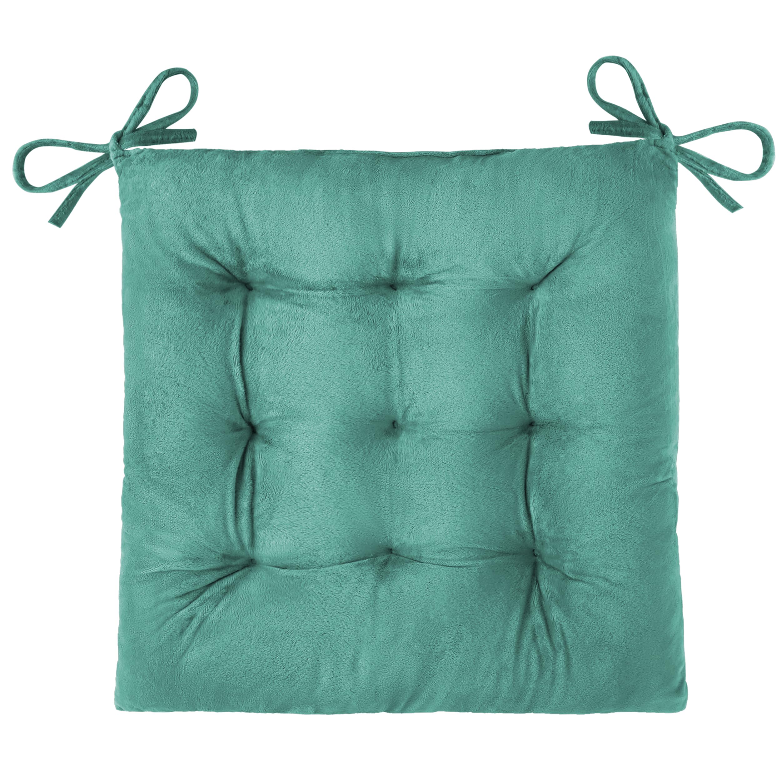 OVOV 4 Pack Chair Cushions for Dining Chairs Soft Seat Cushions for Kitchen Desk Chairs Square Chair Pads with Ties (15.5"x15.5" Green)
