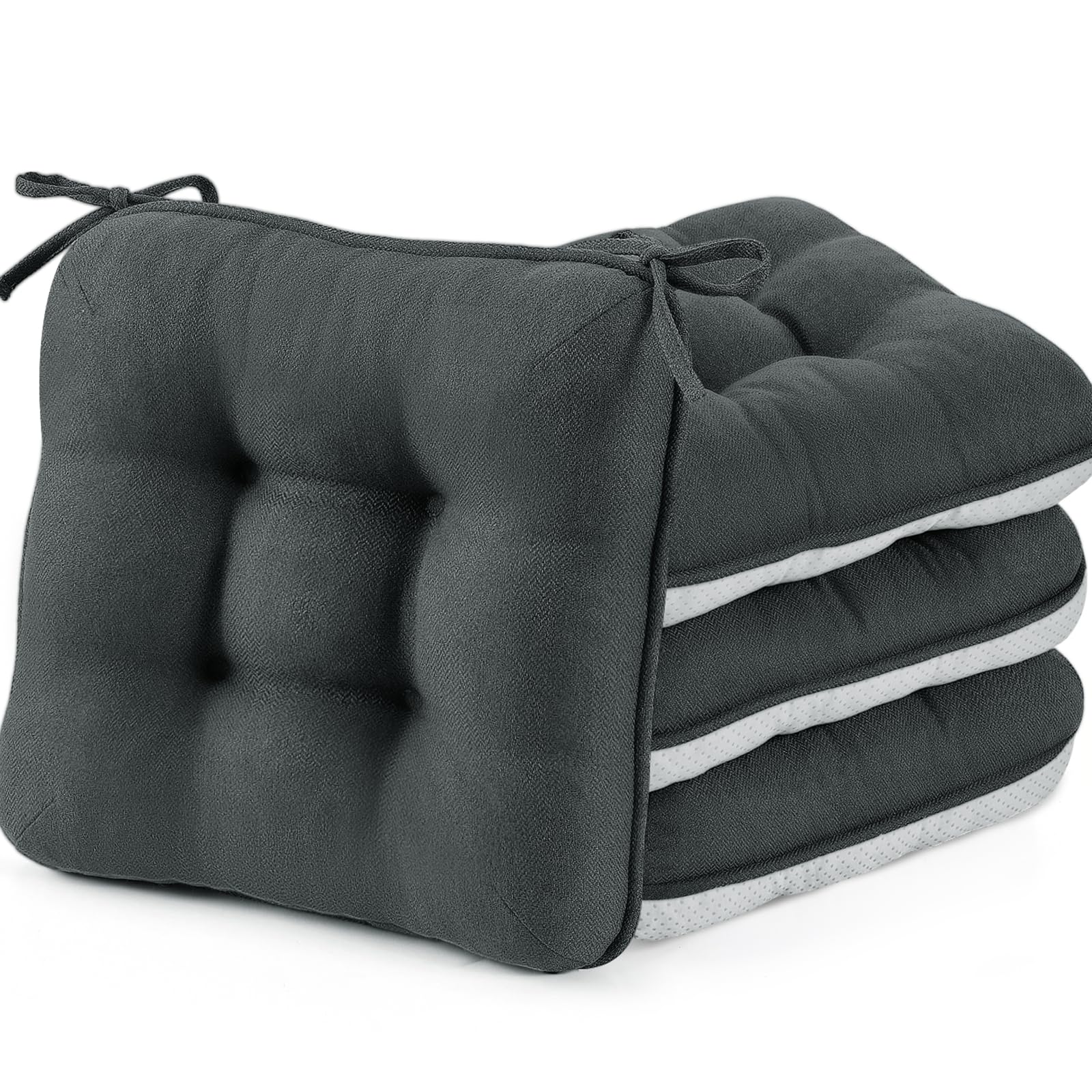 BETU Chair Cushions for Dining Chairs Set of 4,3.5" Thick Kitchen Table Chair Pads with Ties,Non Slip Backing and Covers, Seat Cushion for Dining Room,Bar,Patio Chairs,15.5"X15.5"X3.5",Beige