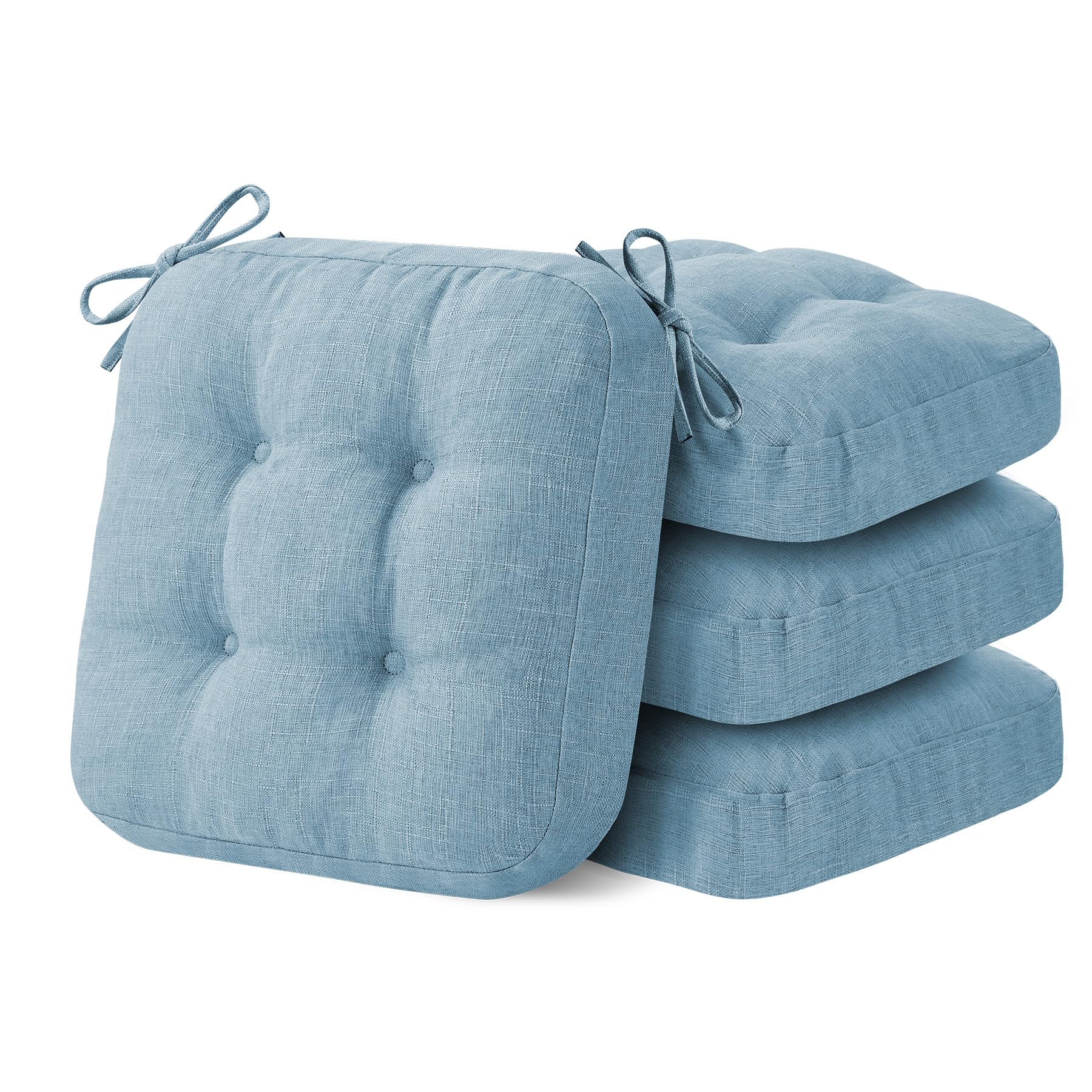 IASEAHK Chair Cushions, Memory Foam Dining Chair Cushions, Tufted Indoor Chair Pads, Set of 4, 16.5' x 16.5' x 3.5', Beige