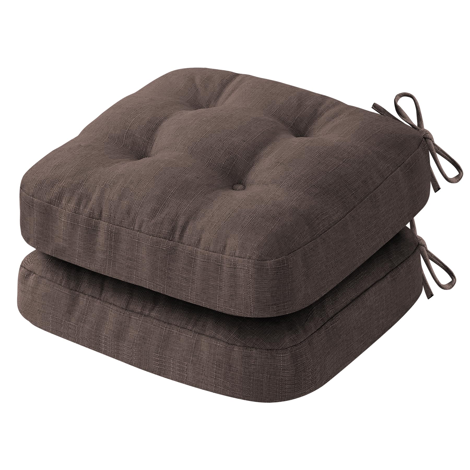 IASEAHK Chair Cushions, Memory Foam Dining Chair Cushions, Tufted Indoor Chair Pads, Set of 4, 16.5' x 16.5' x 3.5', Beige