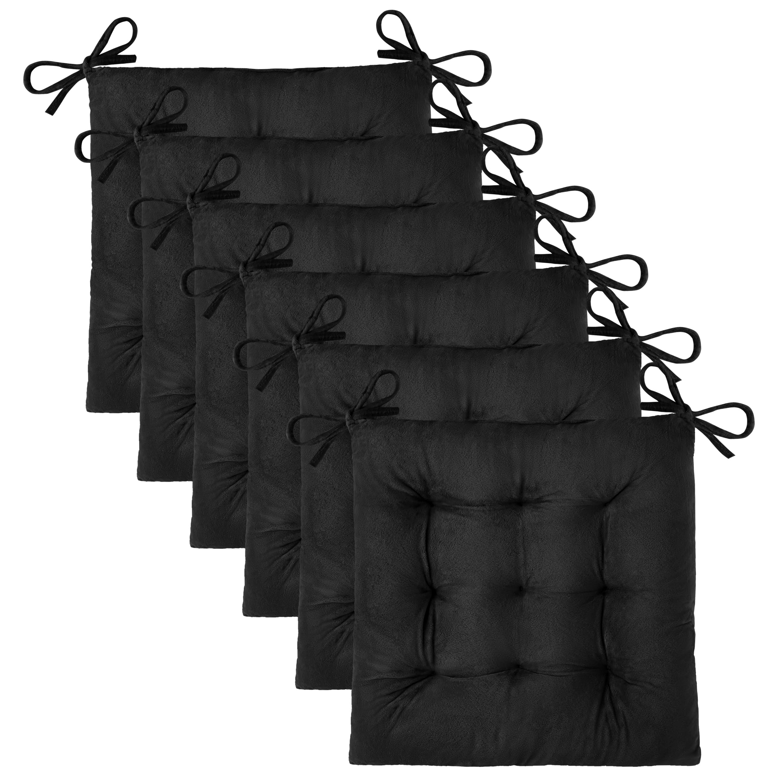 OVOV 4 Pack Chair Cushions for Dining Chairs Soft Seat Cushions for Kitchen Desk Chairs Square Chair Pads with Ties (15.5"x15.5" Green)