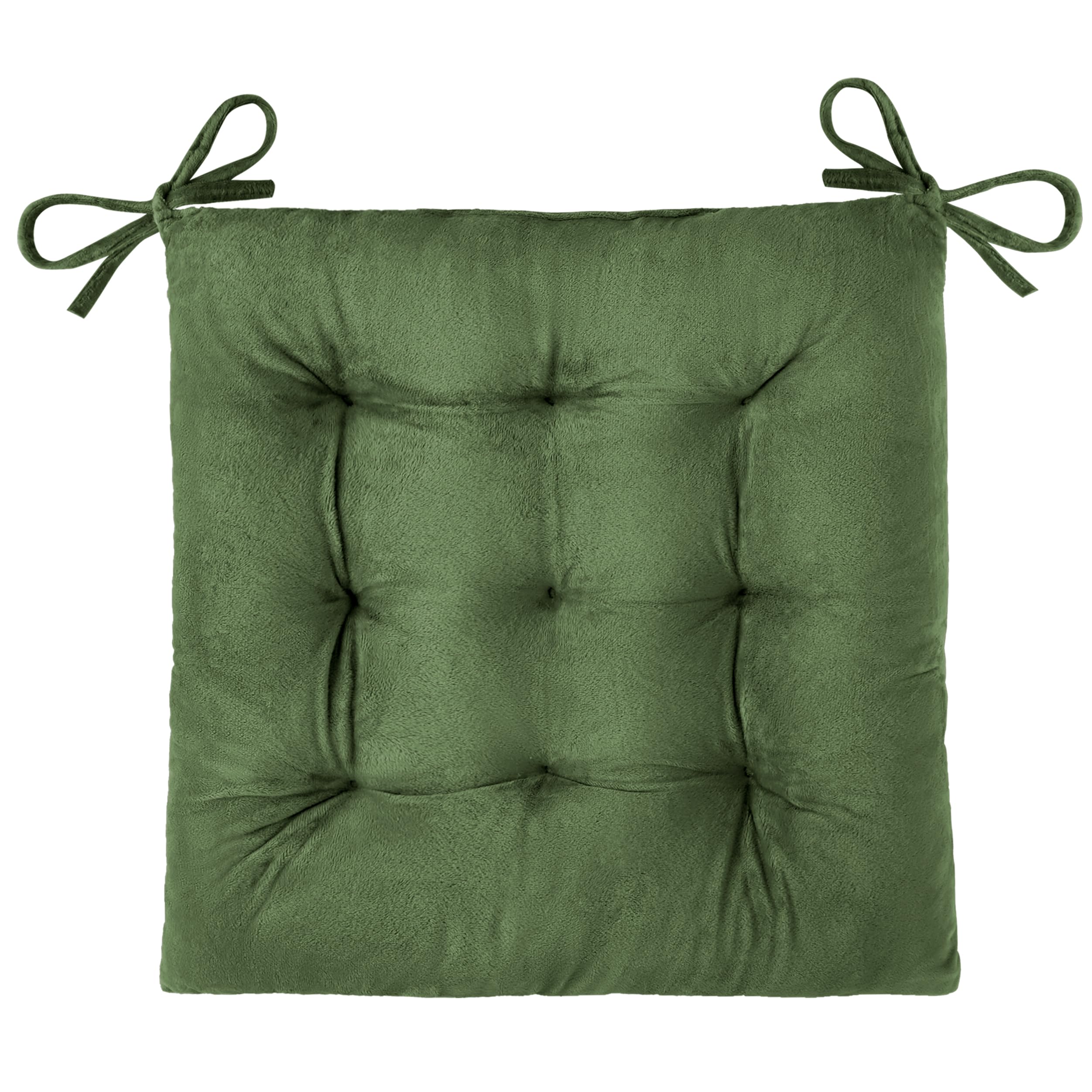 OVOV 4 Pack Chair Cushions for Dining Chairs Soft Seat Cushions for Kitchen Desk Chairs Square Chair Pads with Ties (15.5"x15.5" Green)