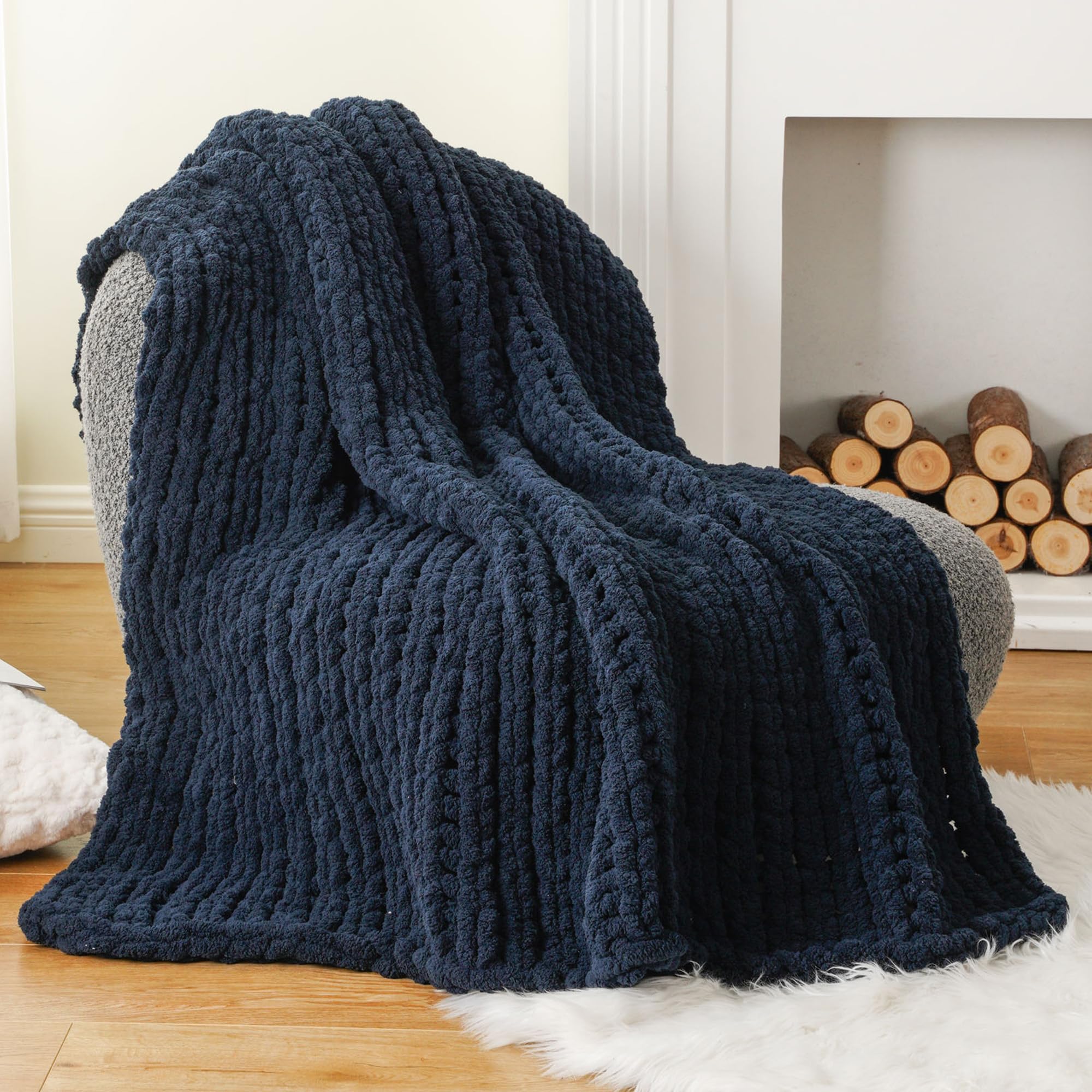 Battilo Brown Chunky Knit Throw Blanket, Soft and Thick Chenille Throw Blanket, 50"x60" Handmade Cable Knit Crochet Blanket, Knot Throw Blankets for Couch Sofa Bed Home Decor (Brown, 50"x60")
