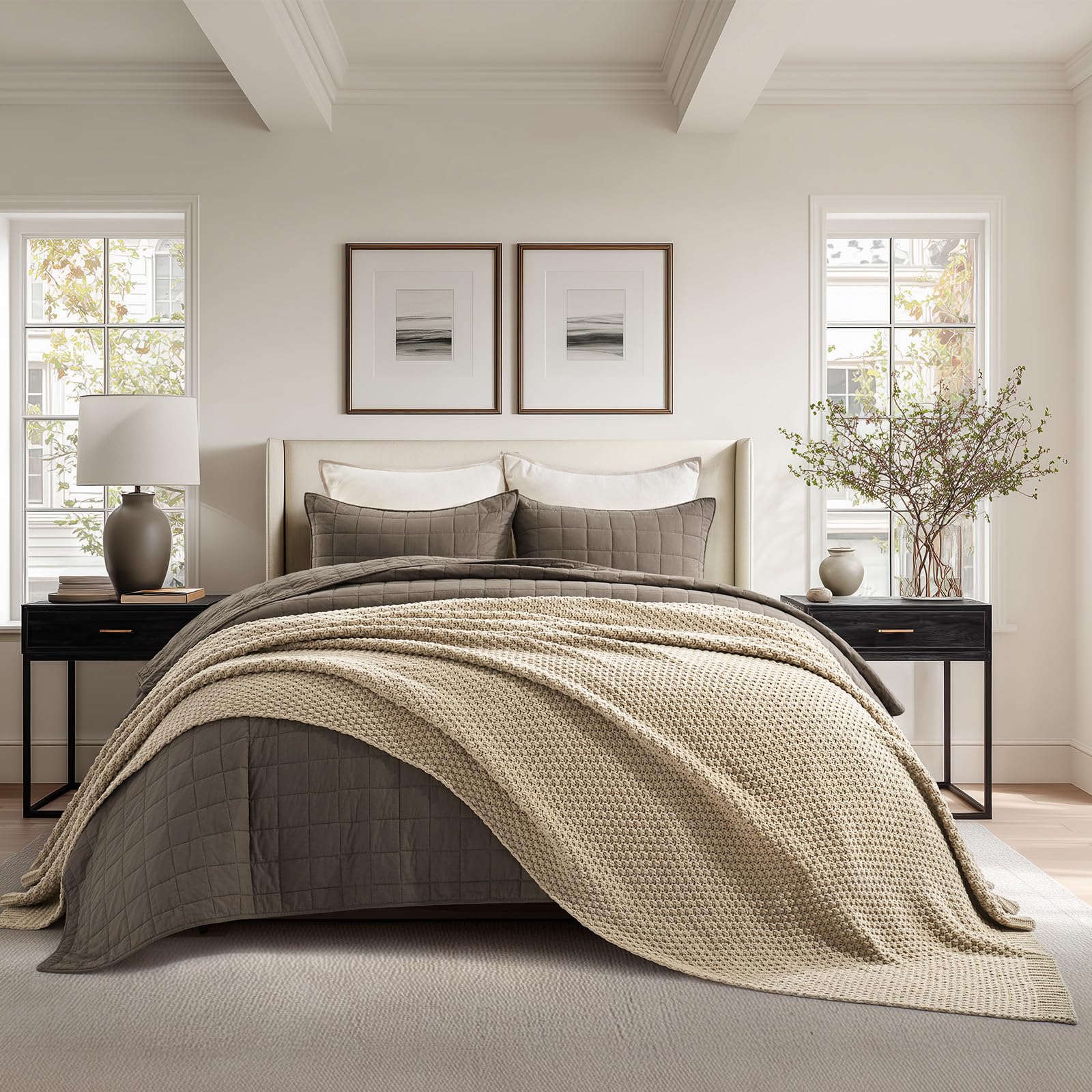 EVERGRACEHOME Chunky Chenille Knit Throw Blanket for Couch, Soft Luxurious Moss Stitch Blankets for Bed, Cozy Decorative Farmhouse Knitted Throws for Sofa, Stormy Blue, 60" x 80"