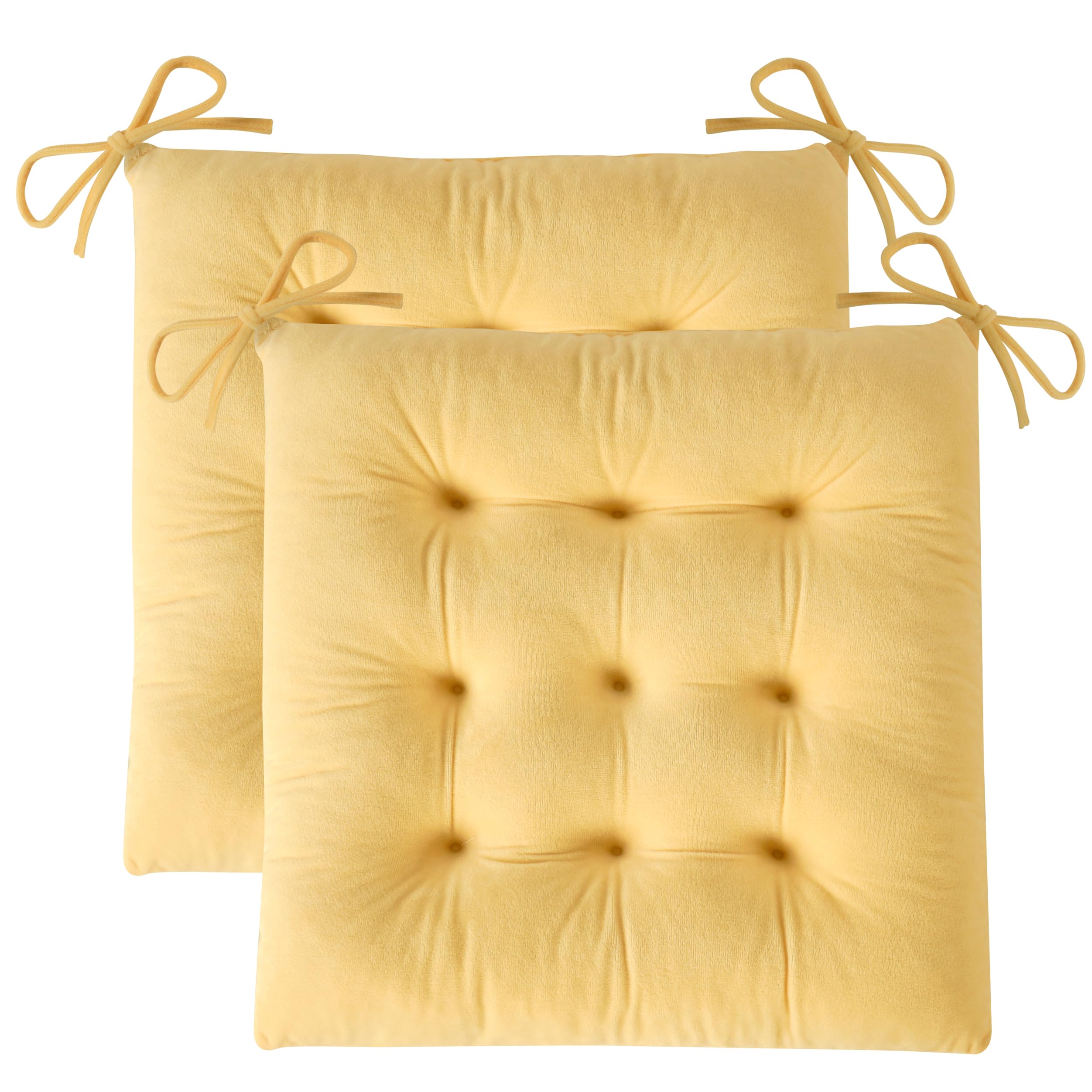 OVOV 4 Pack Chair Cushions for Dining Chairs Soft Seat Cushions for Kitchen Desk Chairs Square Chair Pads with Ties (15.5"x15.5" Green)