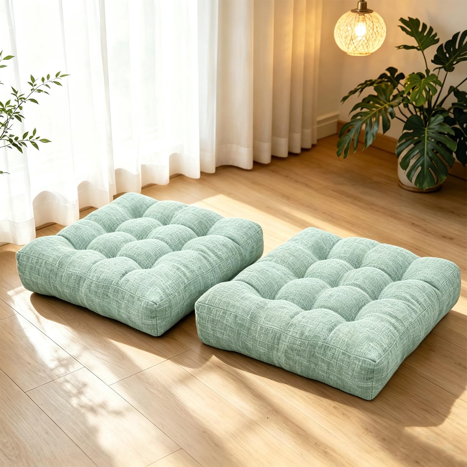 Light Blue Meditation Floor Pillow Cushions for Adults Sitting Large Square Floor Pillows for Yoga Play Reading Meditation 18.8 x 18.8 Inch Set of 2