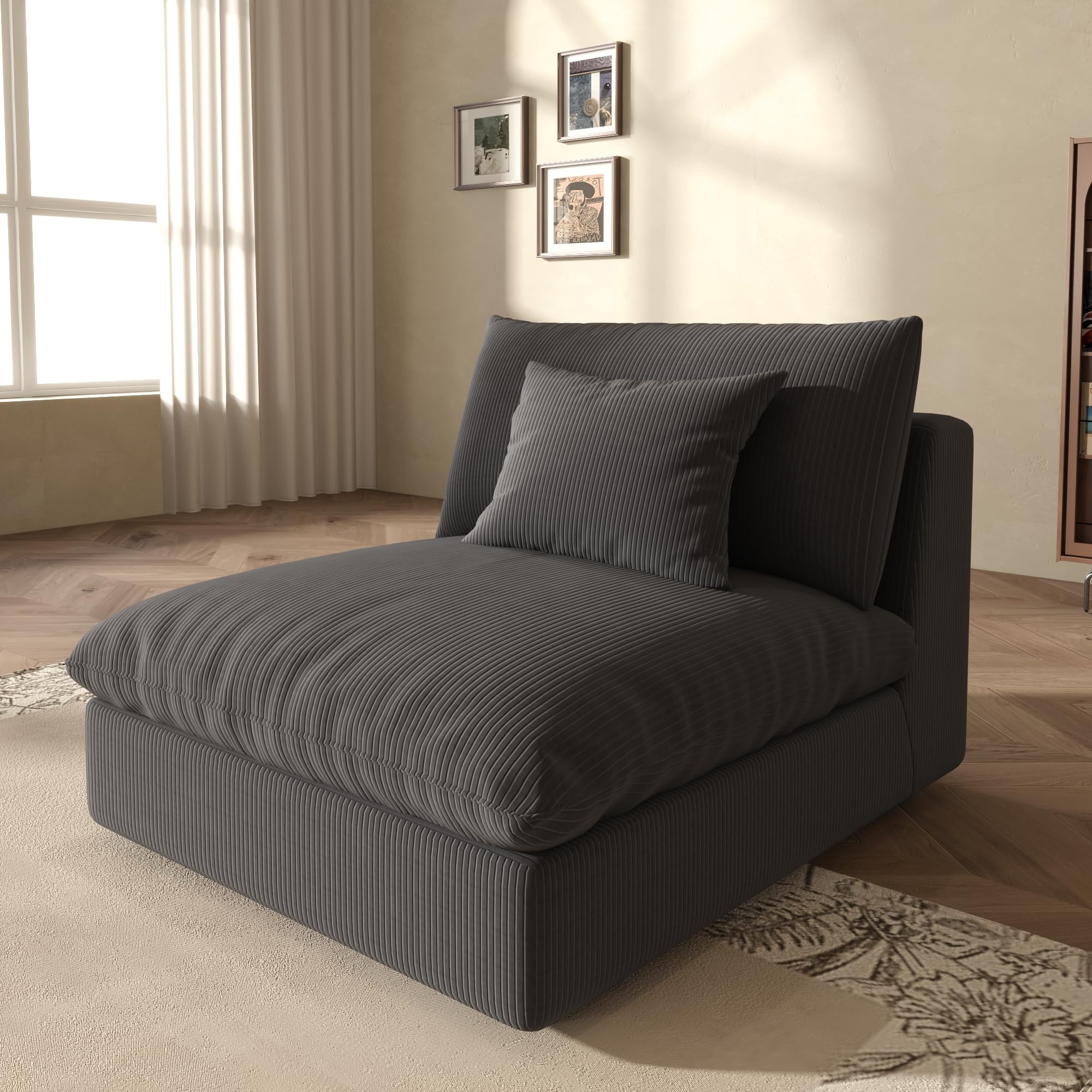 Fajiani Cloud Sofa Slipcover, Middle Module Sofa Cover, Linen Blend Fabric, Cream White, Removable & Washable