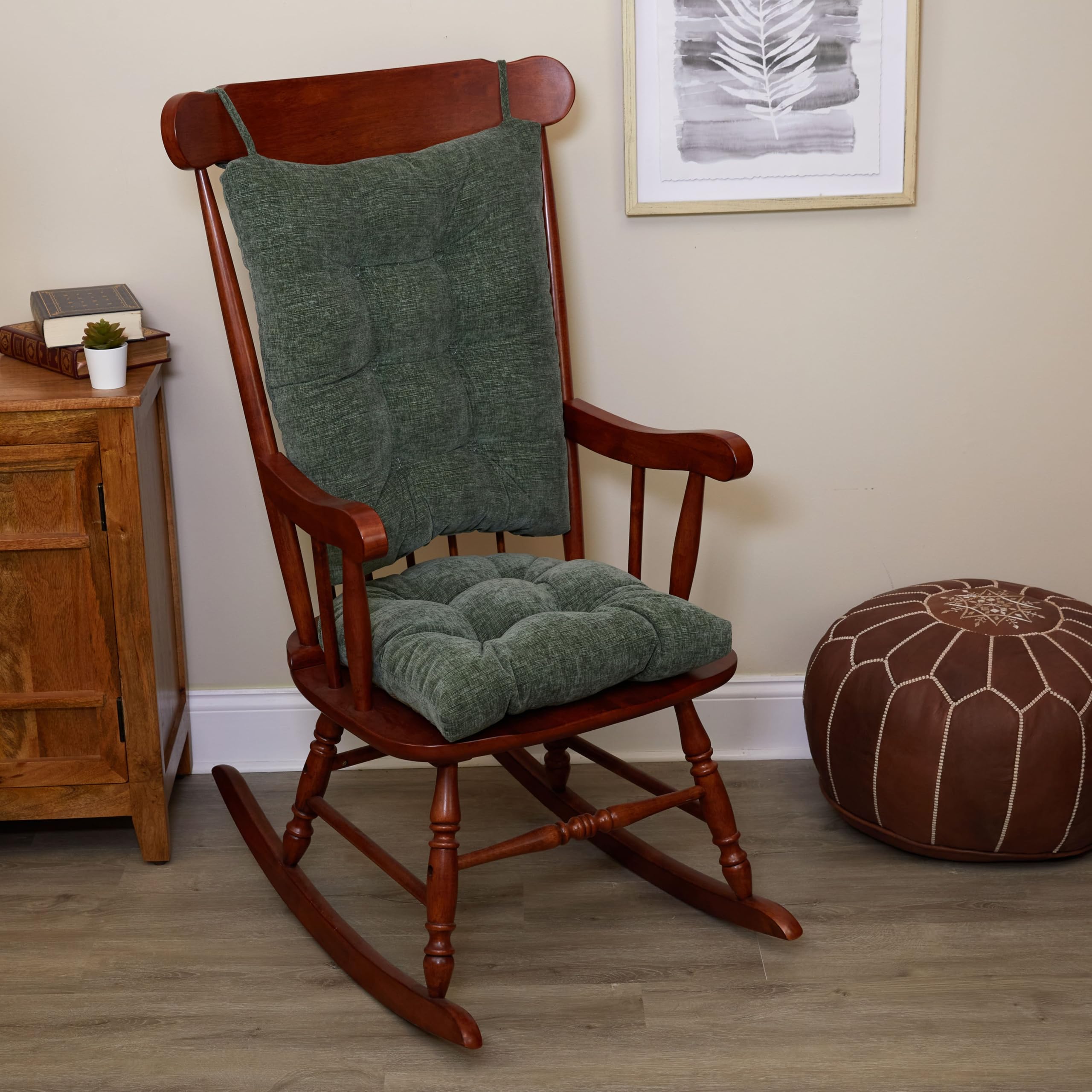 Klear Vu The Gripper Non-Slip Rocking Chair Cushion Set with Thick Padding, Includes Seat Pad & Back Pillow with Ties for Indoor Living Room Rocker, 17x17 Inches, 2 Piece Set, Wedgewood