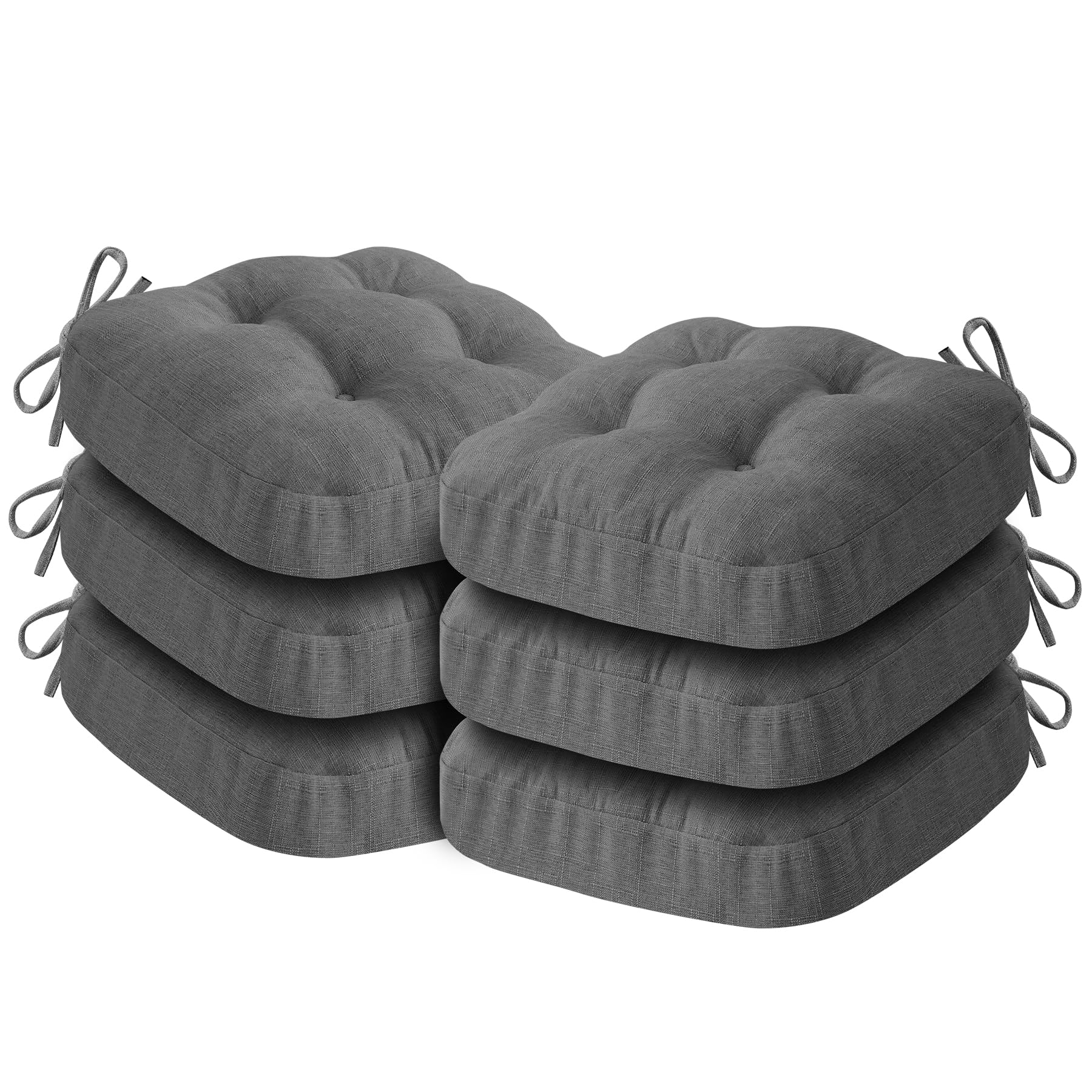 IASEAHK Chair Cushions, Memory Foam Dining Chair Cushions, Tufted Indoor Chair Pads, Set of 4, 16.5' x 16.5' x 3.5', Beige
