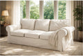 Heavy Duty Polyester Sofa Cover Only Replacement Compatible with IKEA Ektorp 3 Seat Sofa, Loveseat, Armchair, Sectional Corner, Chaise or Footstool Ektorp Slipcover (Beige Flax Polyester 3)